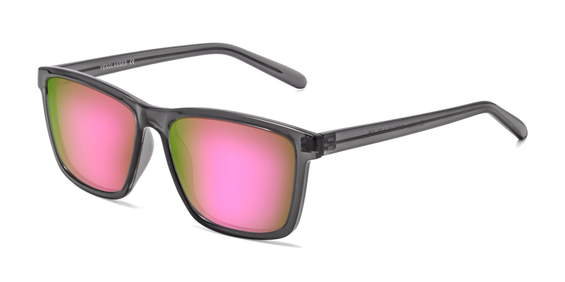 Angle of Sheldon in Transparent Gray with Pink Mirrored Lenses