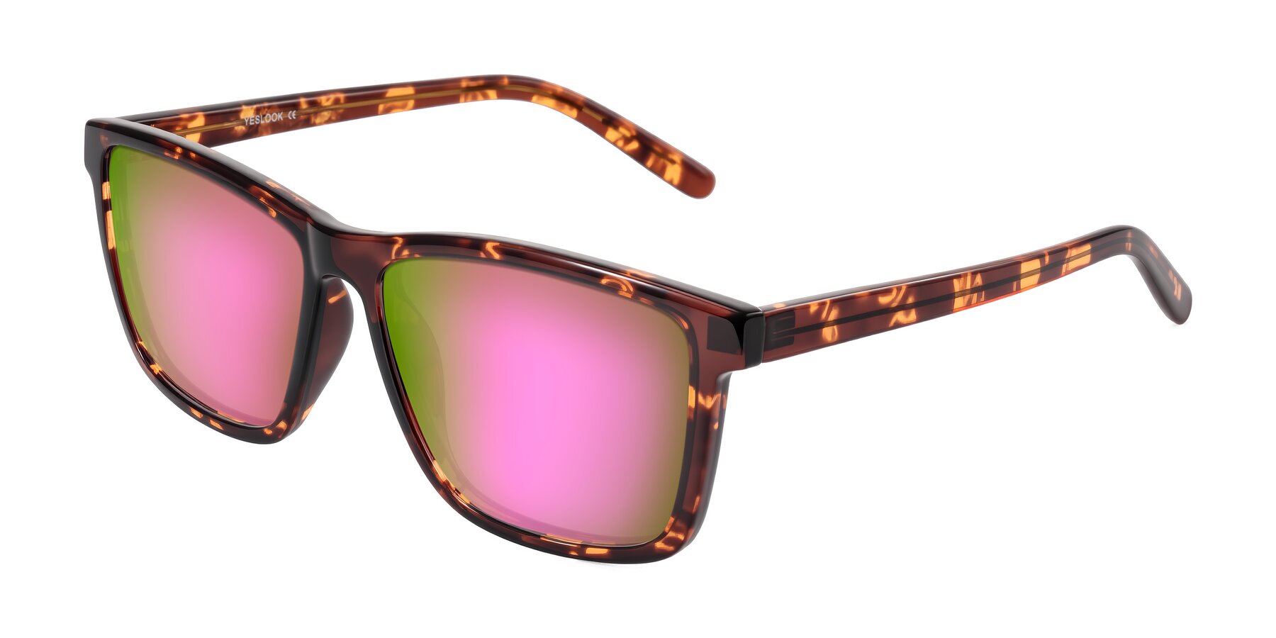 Angle of Sheldon in Tortoise with Pink Mirrored Lenses