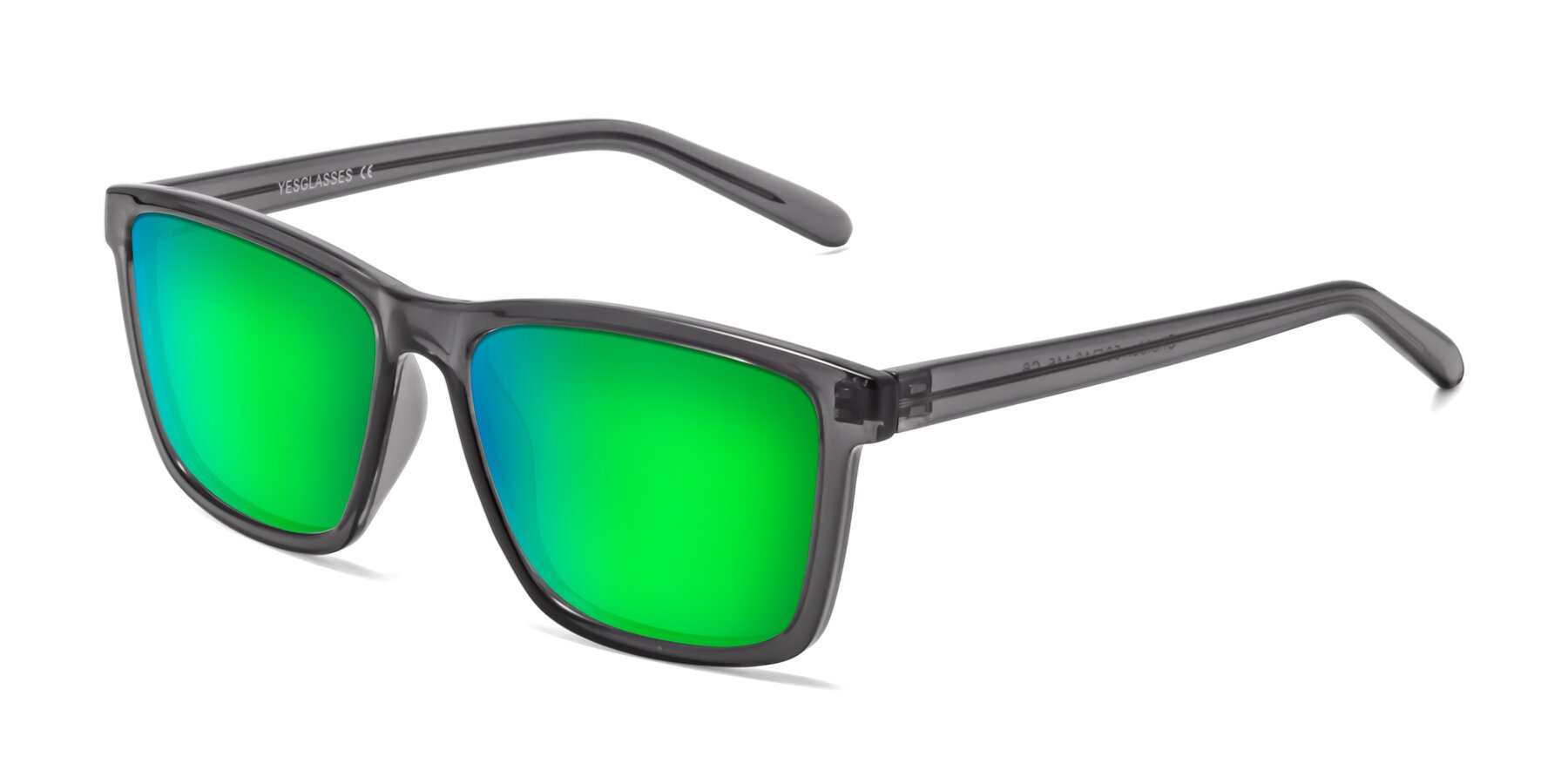 Angle of Sheldon in Transparent Gray with Green Mirrored Lenses