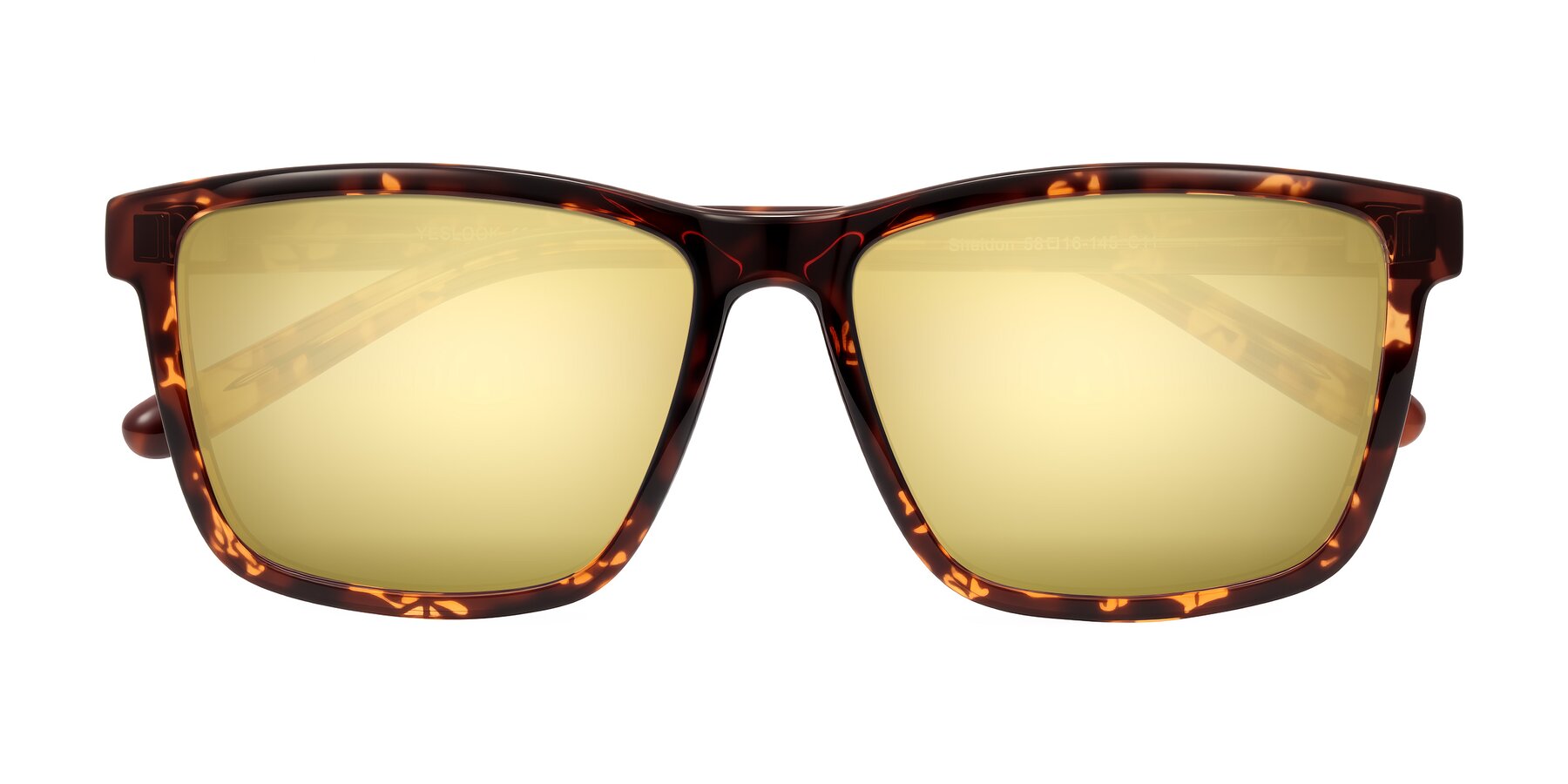 Folded Front of Sheldon in Tortoise with Gold Mirrored Lenses
