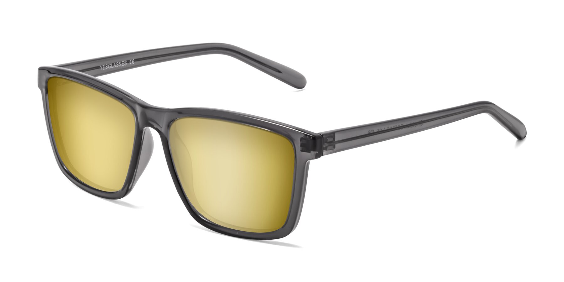 Angle of Sheldon in Transparent Gray with Gold Mirrored Lenses