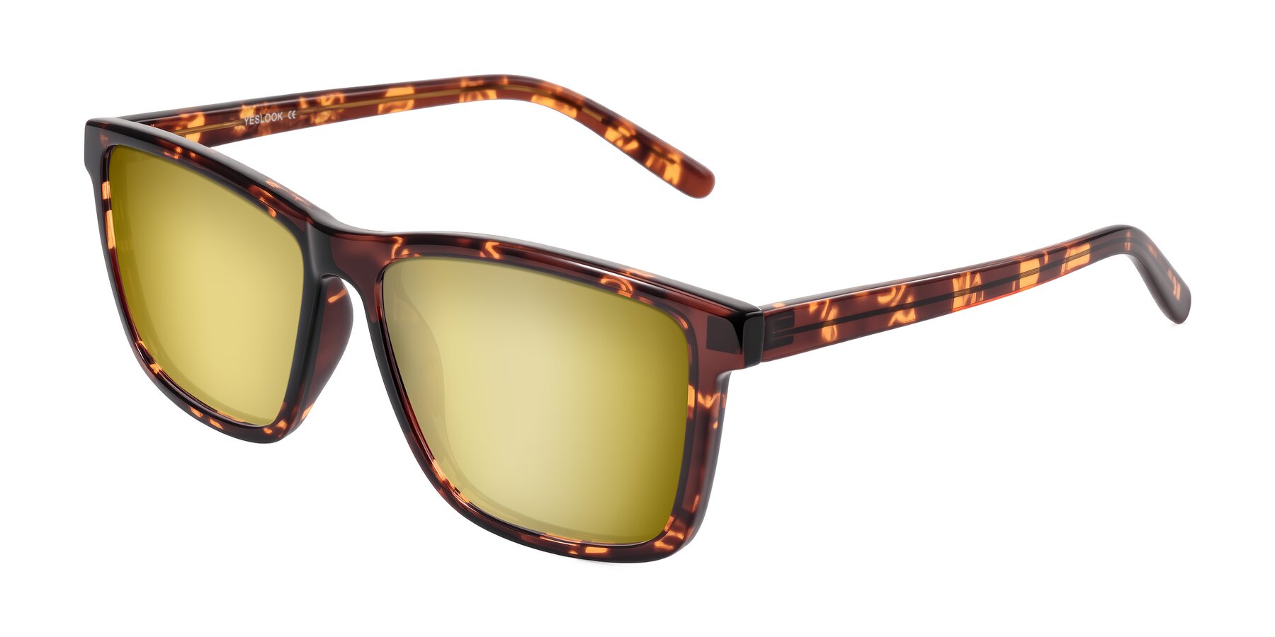 Angle of Sheldon in Tortoise with Gold Mirrored Lenses