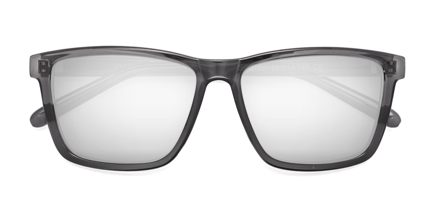 Sheldon - Transparent Gray Flash Mirrored Sunglasses
