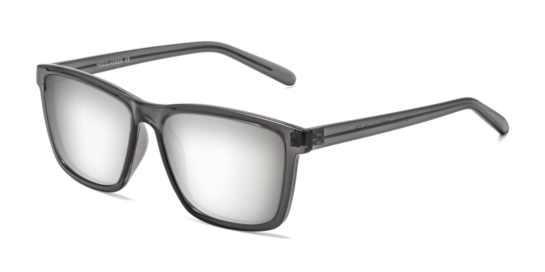 Angle of Sheldon in Transparent Gray with Silver Mirrored Lenses