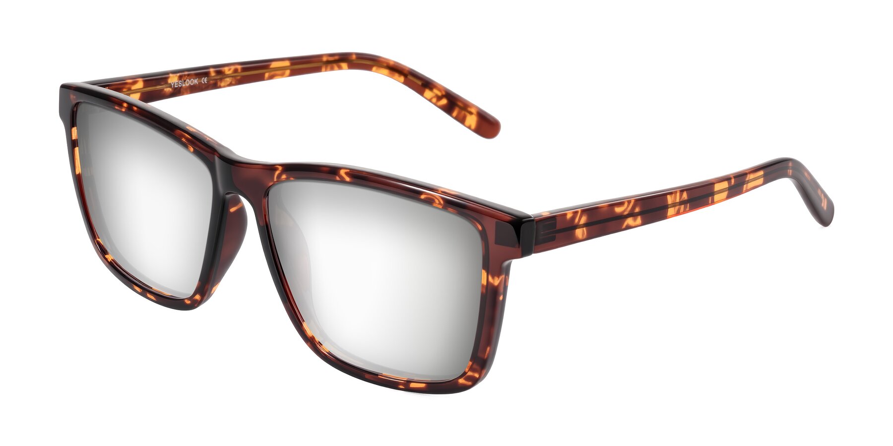 Angle of Sheldon in Tortoise with Silver Mirrored Lenses