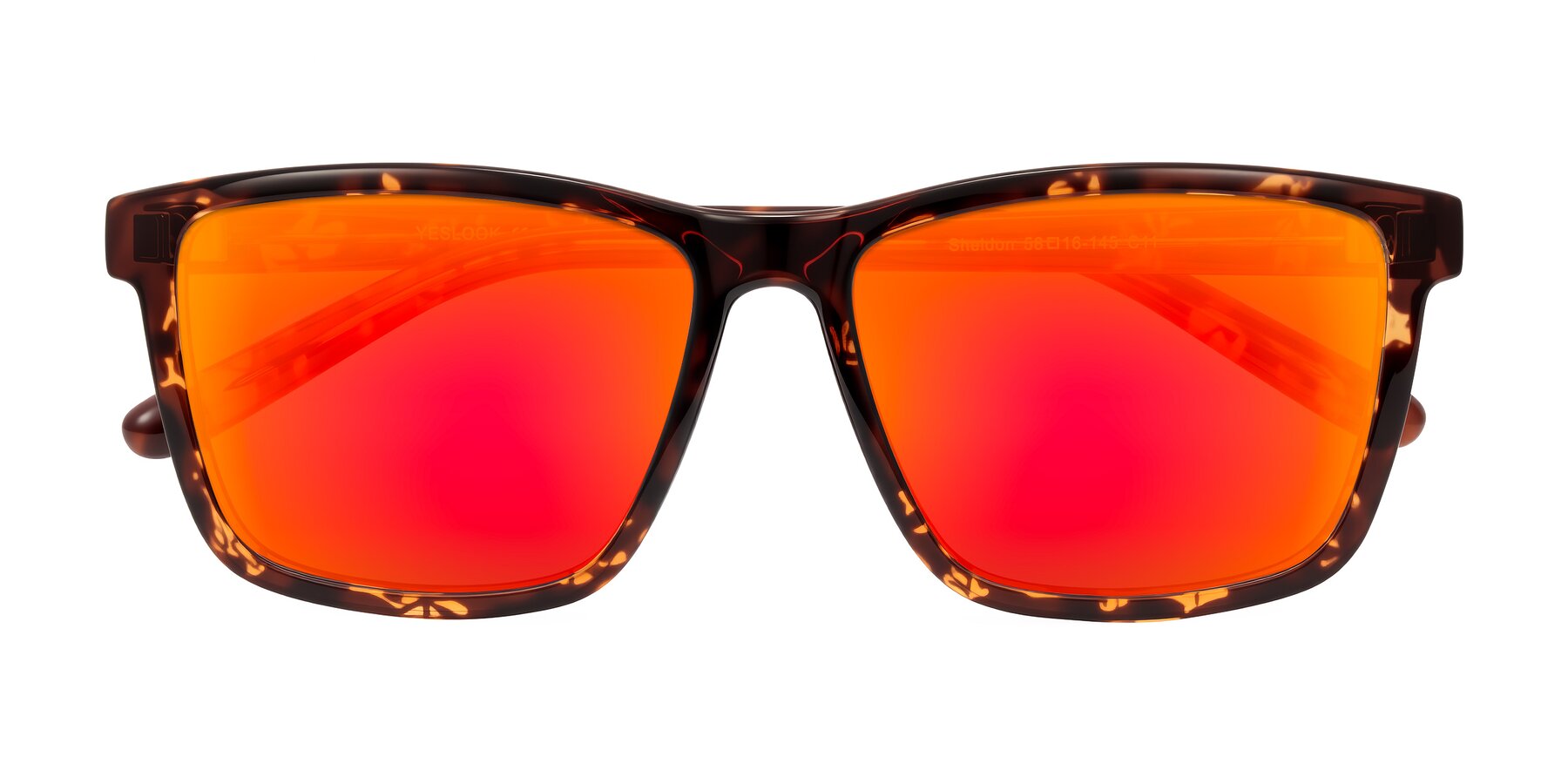 Folded Front of Sheldon in Tortoise with Red Gold Mirrored Lenses