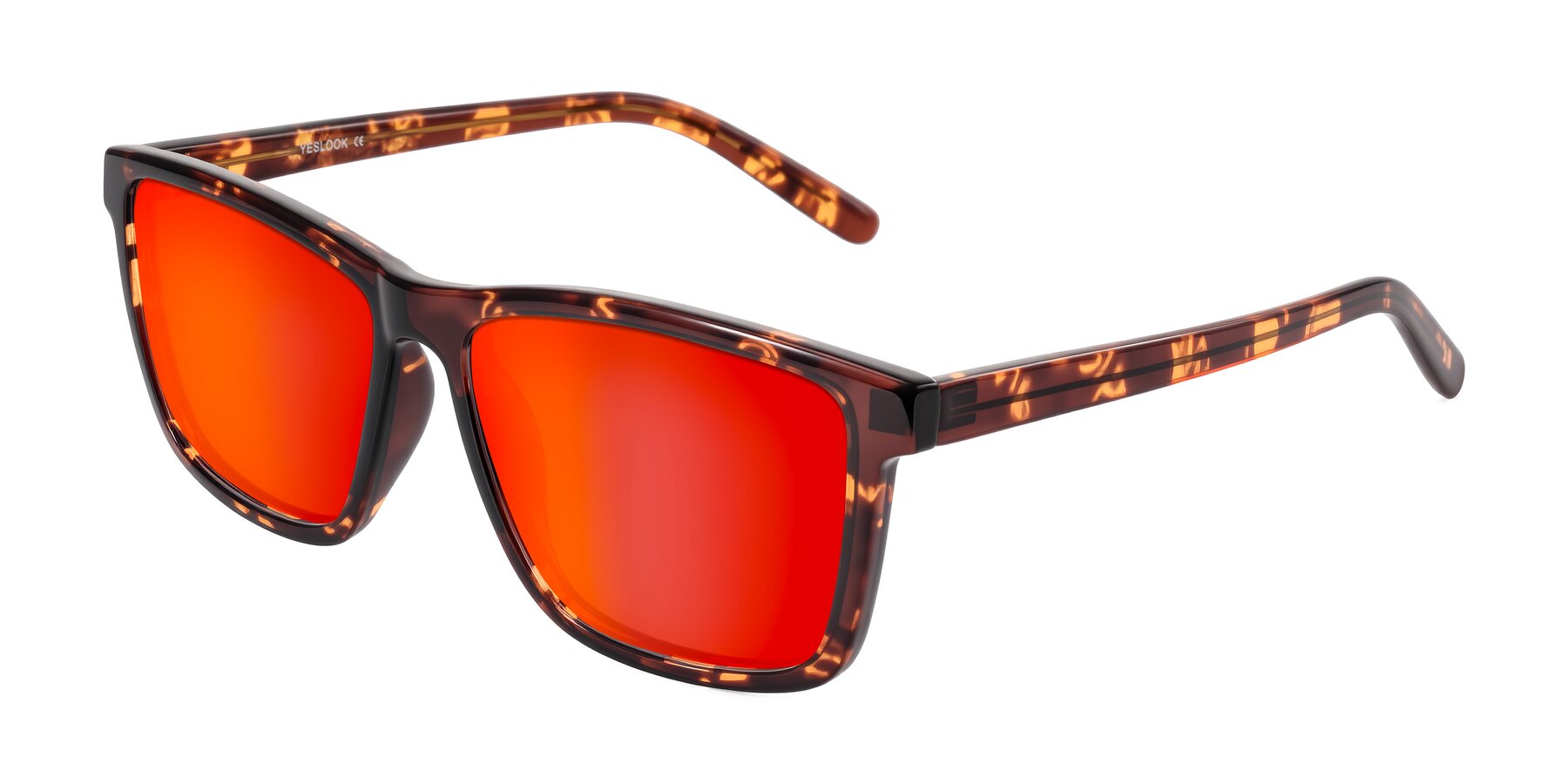 Angle of Sheldon in Tortoise with Red Gold Mirrored Lenses