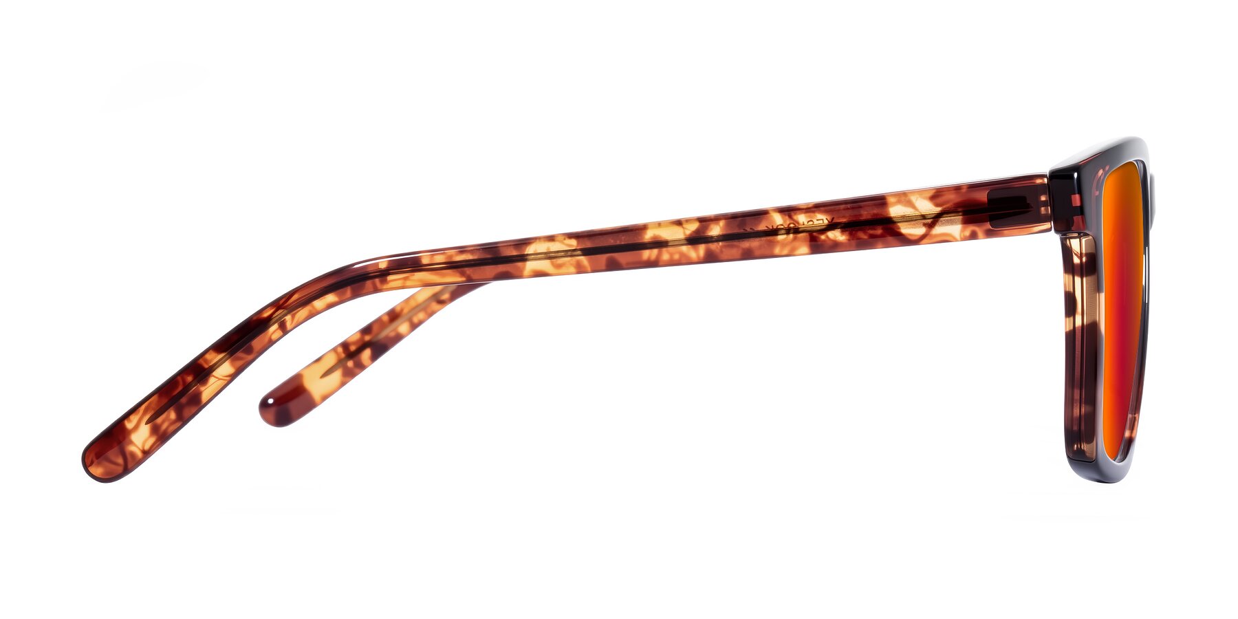 Side of Sheldon in Tortoise with Red Gold Mirrored Lenses