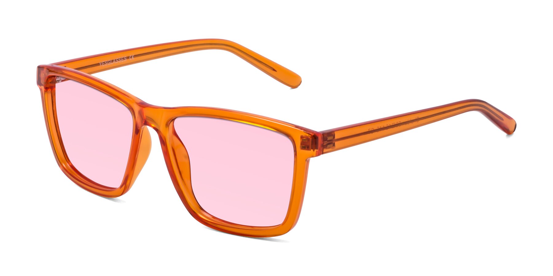 Angle of Sheldon in Orange with Light Pink Tinted Lenses