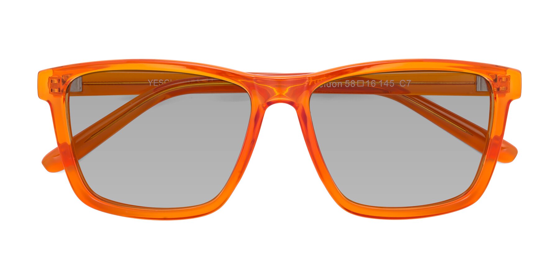 Folded Front of Sheldon in Orange with Light Gray Tinted Lenses