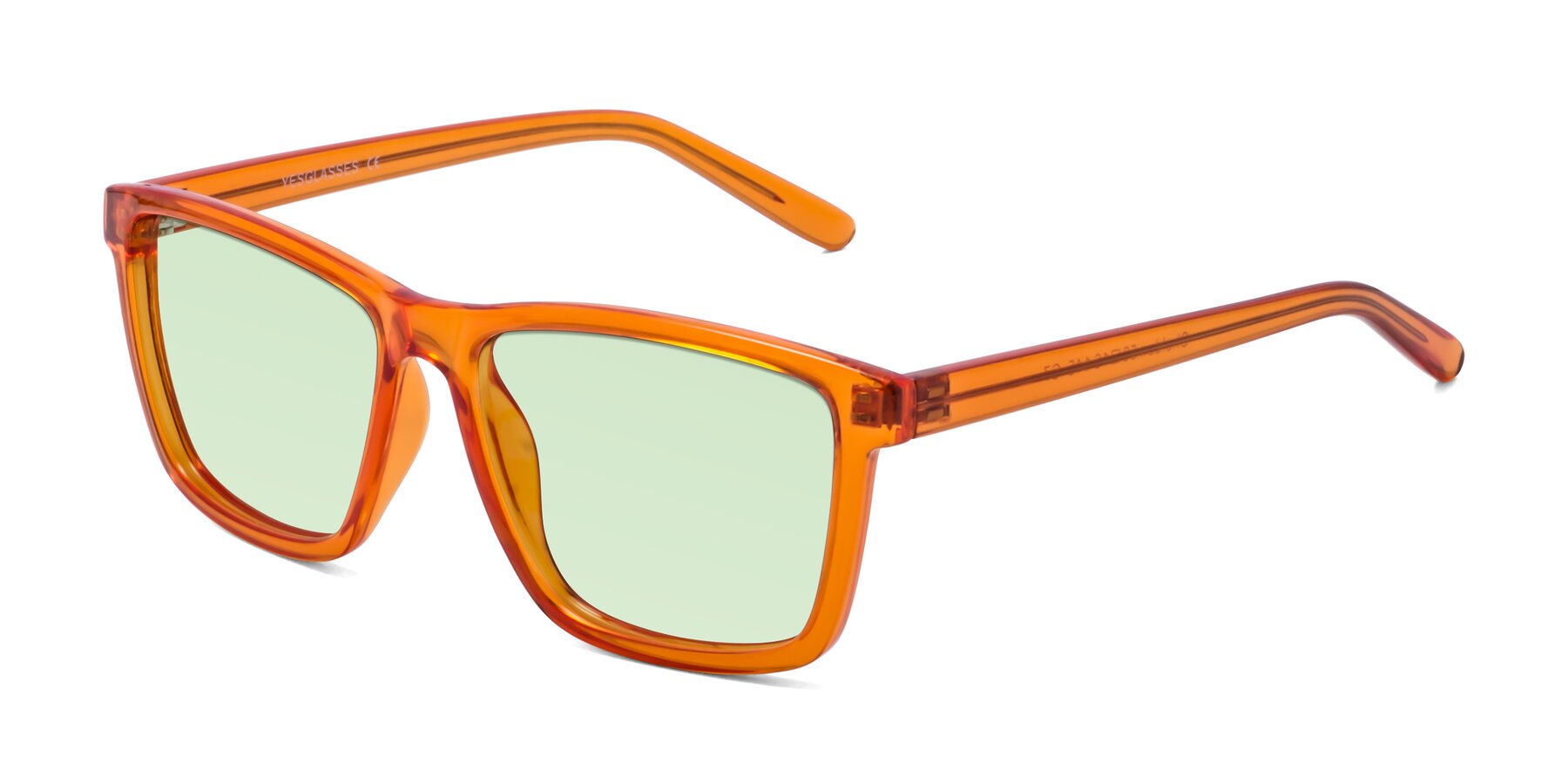 Angle of Sheldon in Orange with Light Green Tinted Lenses