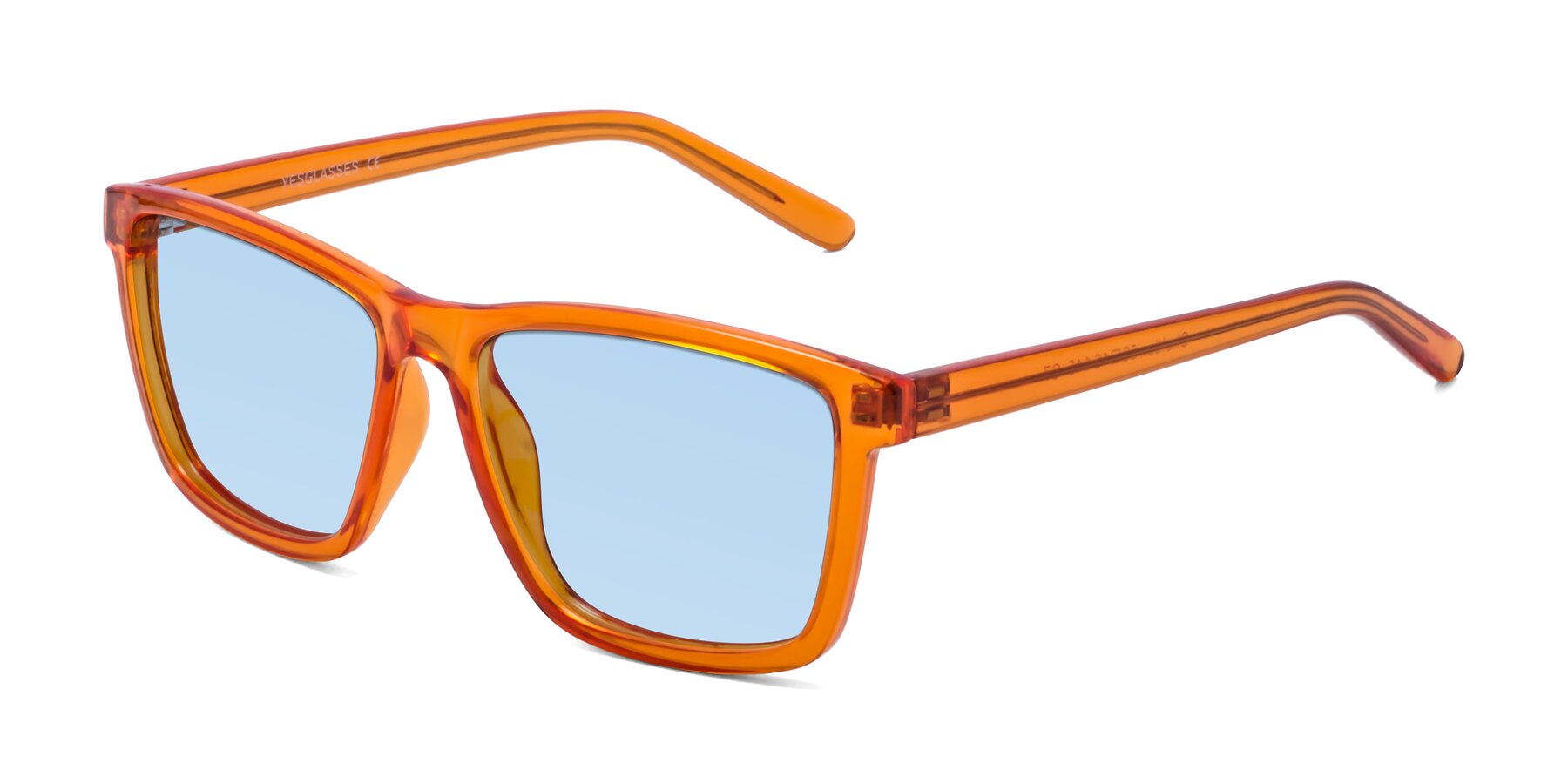 Angle of Sheldon in Orange with Light Blue Tinted Lenses
