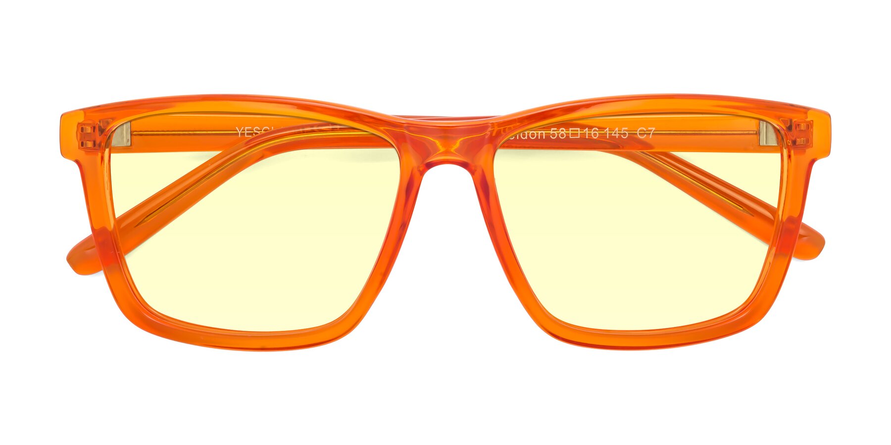 Folded Front of Sheldon in Orange with Light Yellow Tinted Lenses