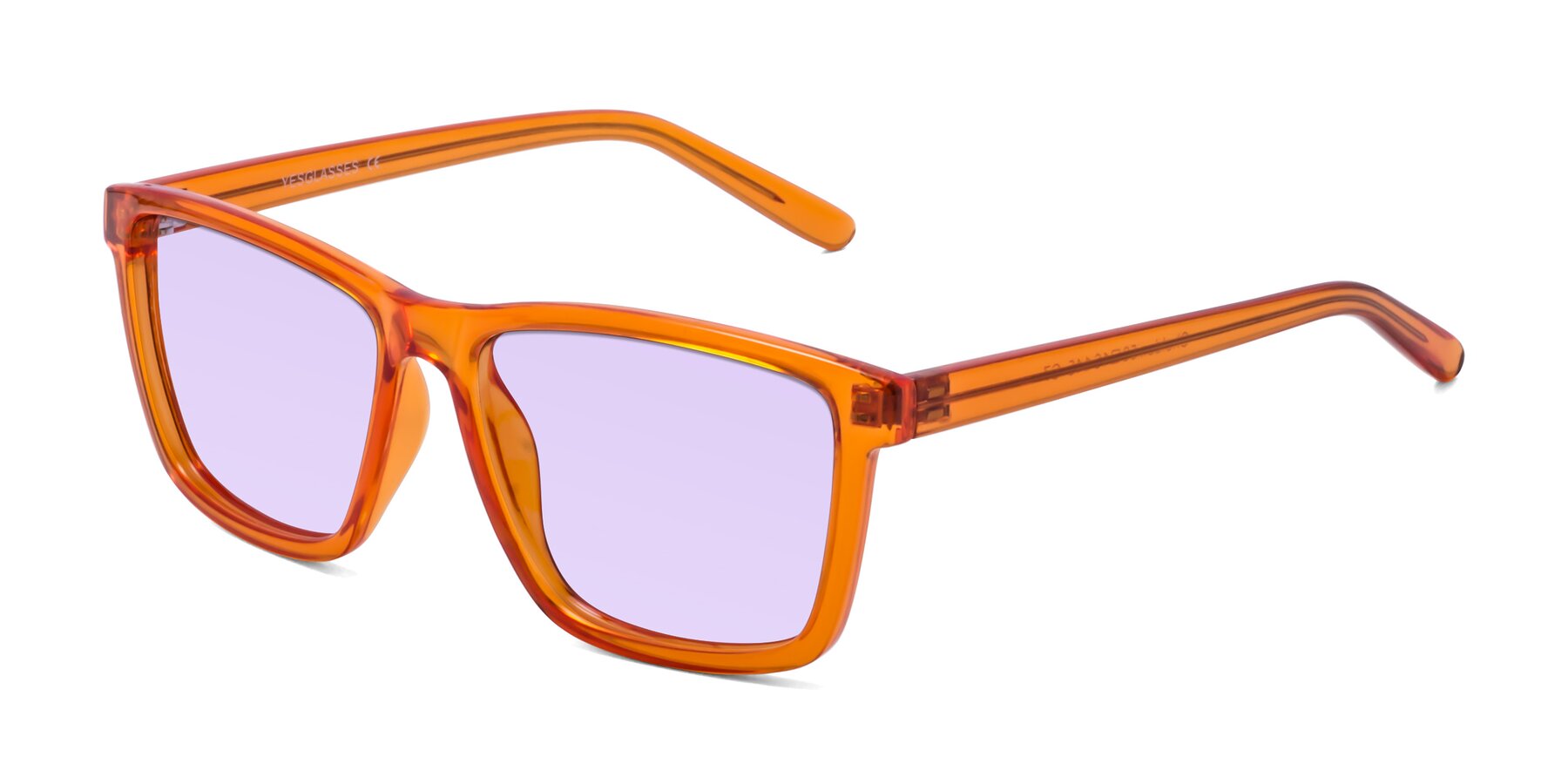 Angle of Sheldon in Orange with Light Purple Tinted Lenses