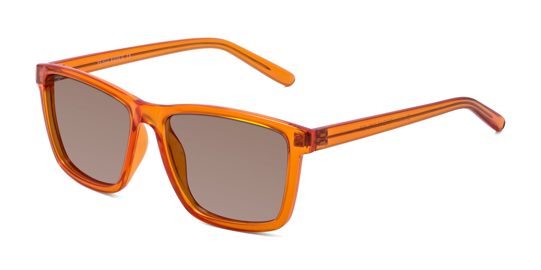 Angle of Sheldon in Orange with Medium Brown Tinted Lenses
