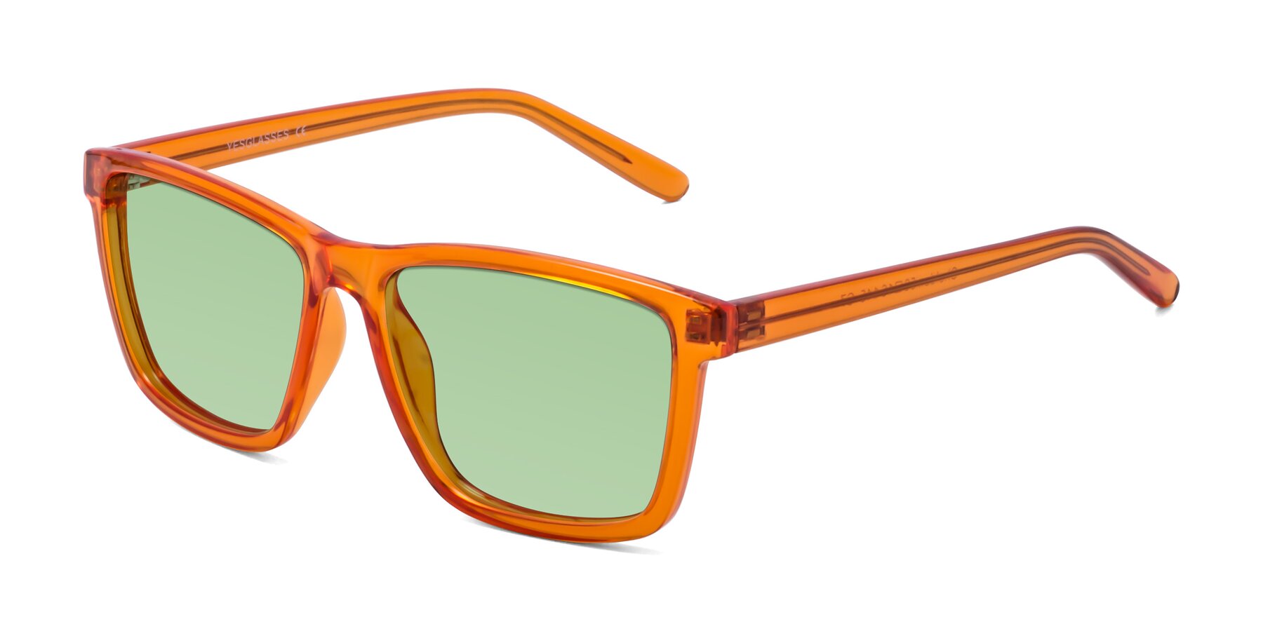 Angle of Sheldon in Orange with Medium Green Tinted Lenses
