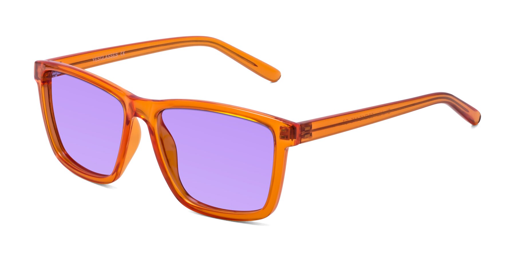Angle of Sheldon in Orange with Medium Purple Tinted Lenses