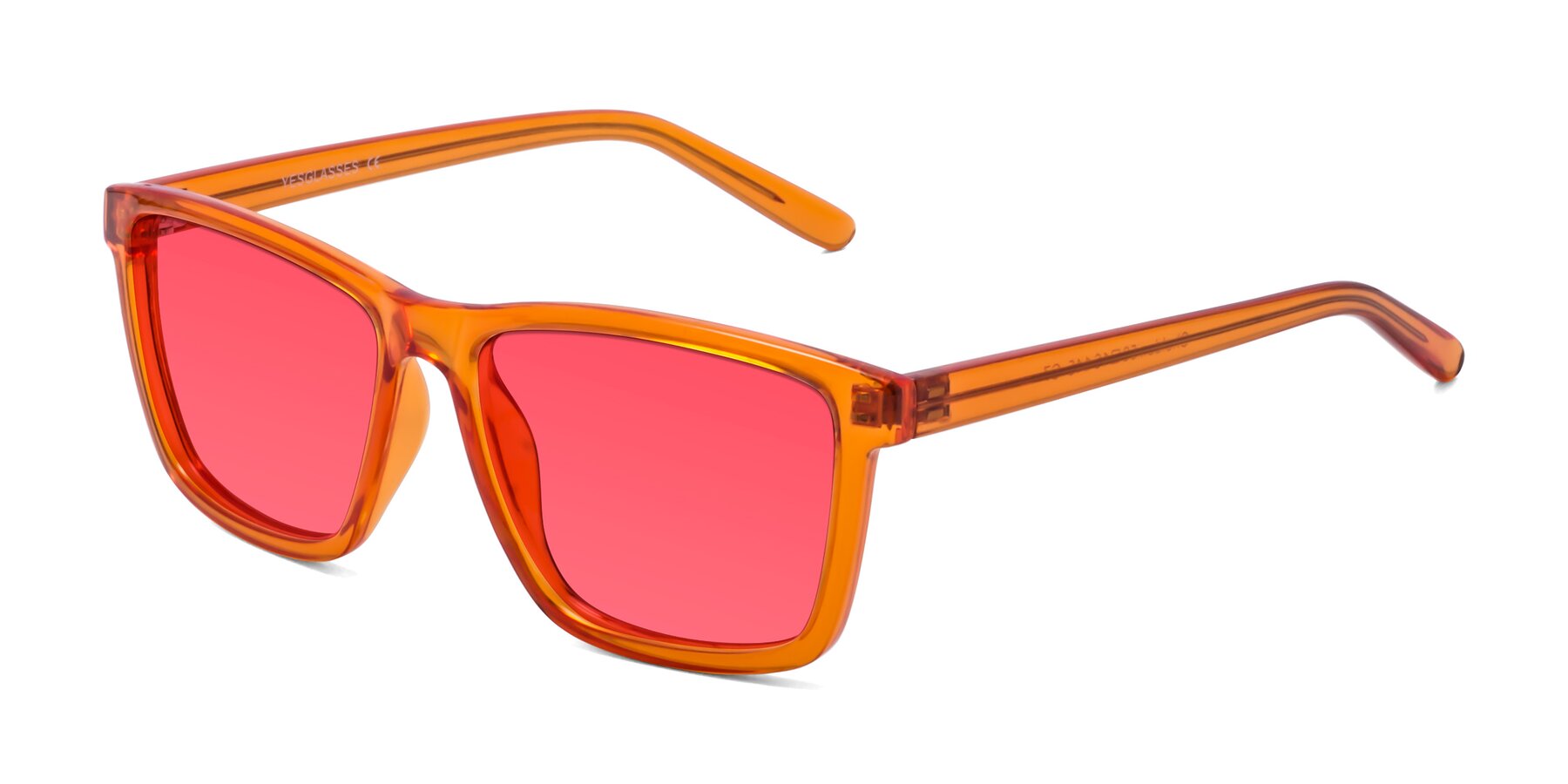 Angle of Sheldon in Orange with Red Tinted Lenses