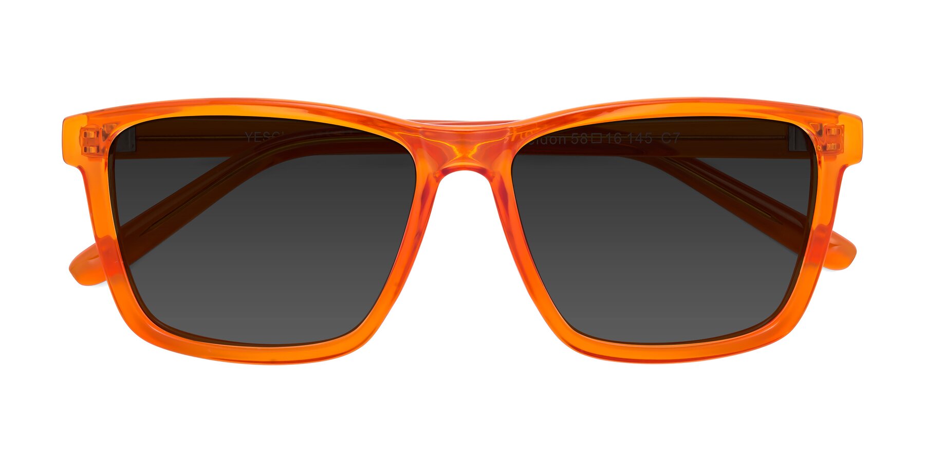 Folded Front of Sheldon in Orange with Gray Tinted Lenses