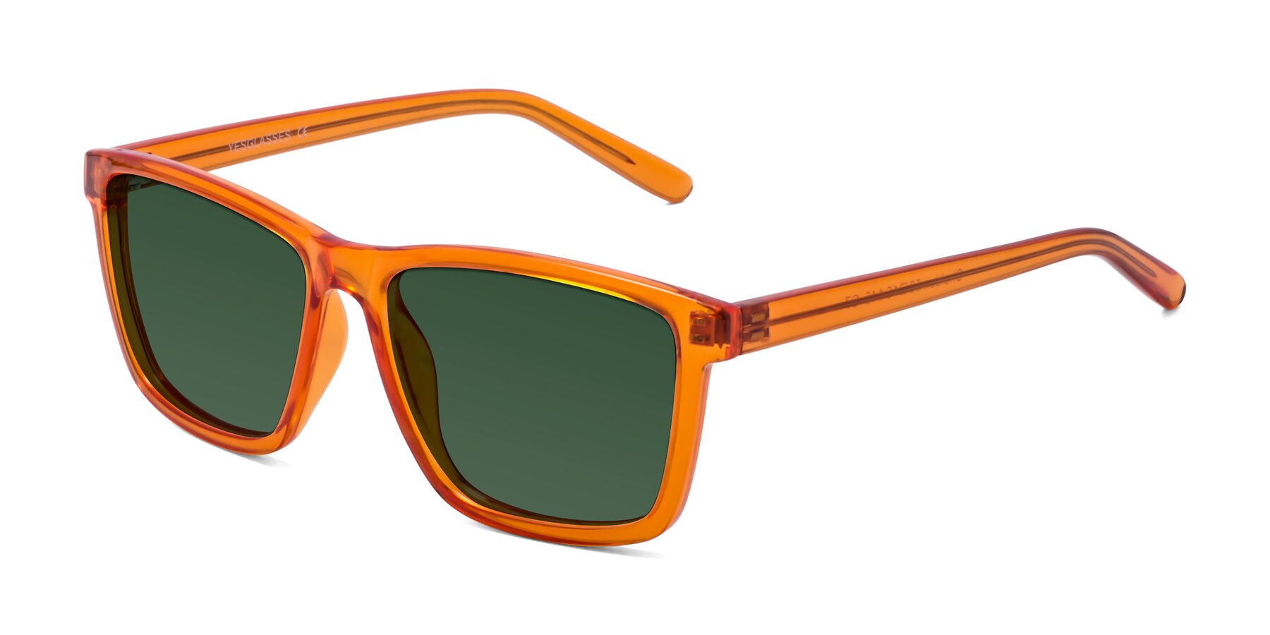Angle of Sheldon in Orange with Green Tinted Lenses