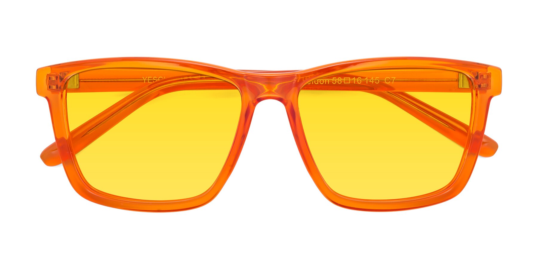 Folded Front of Sheldon in Orange with Yellow Tinted Lenses