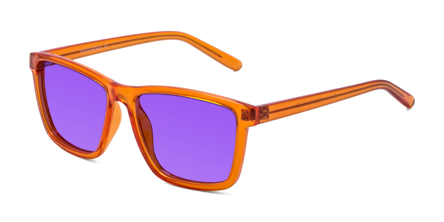 Angle of Sheldon in Orange with Purple Tinted Lenses
