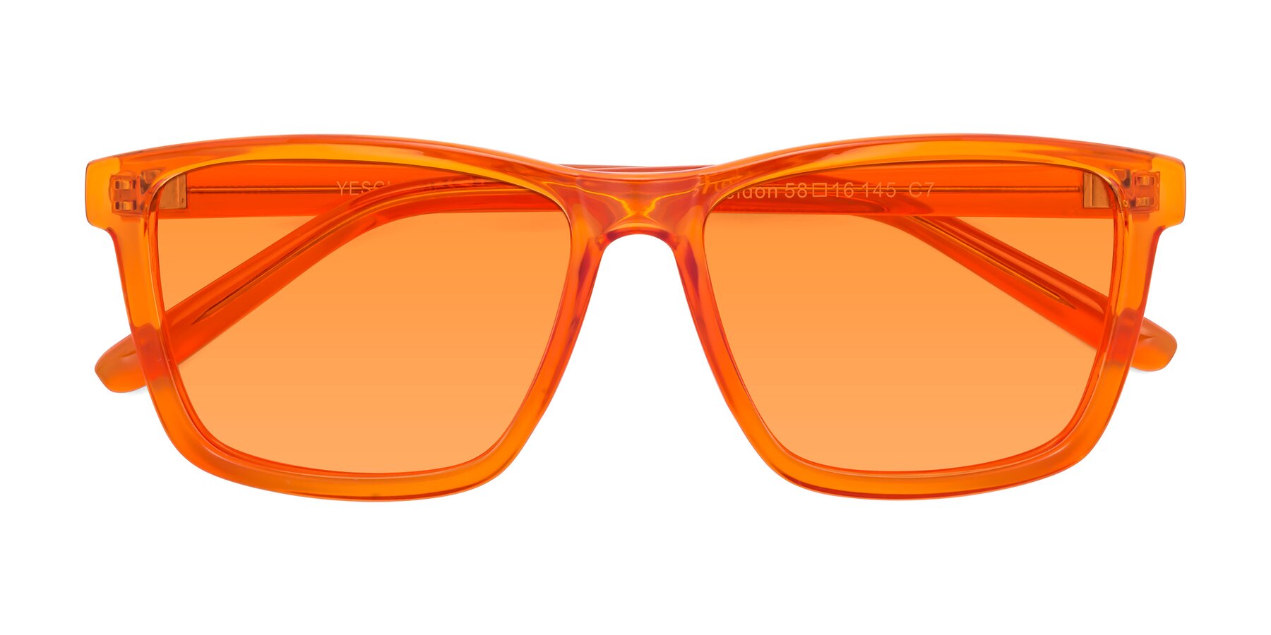 Folded Front of Sheldon in Orange with Orange Tinted Lenses