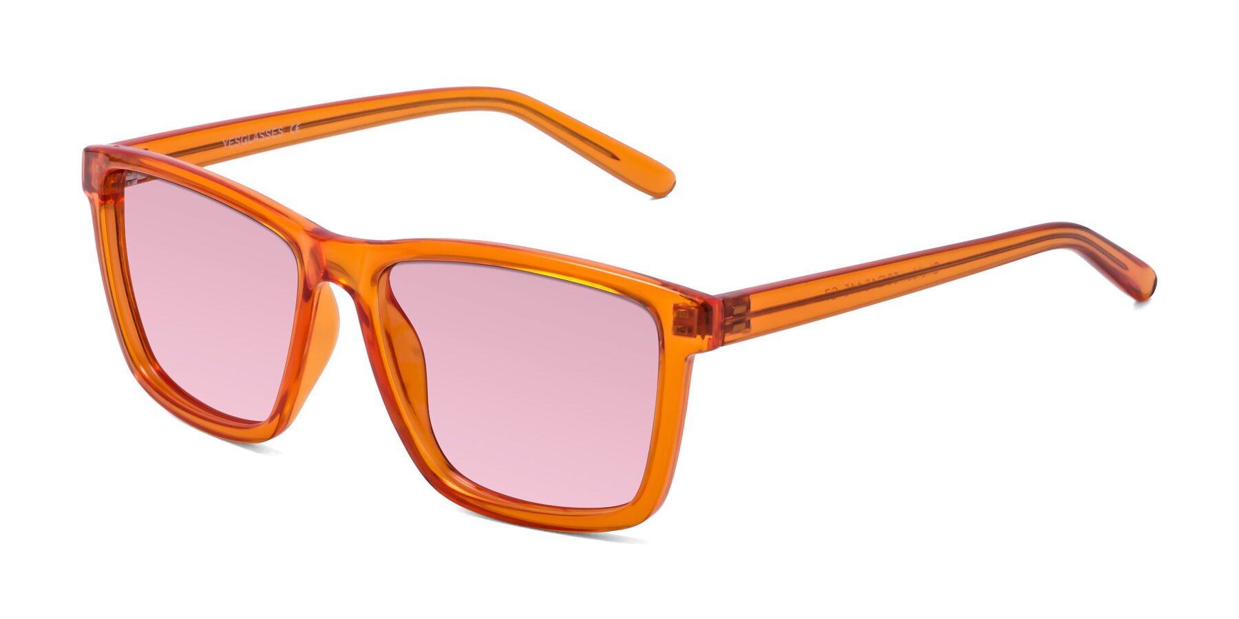 Angle of Sheldon in Orange with Light Wine Tinted Lenses