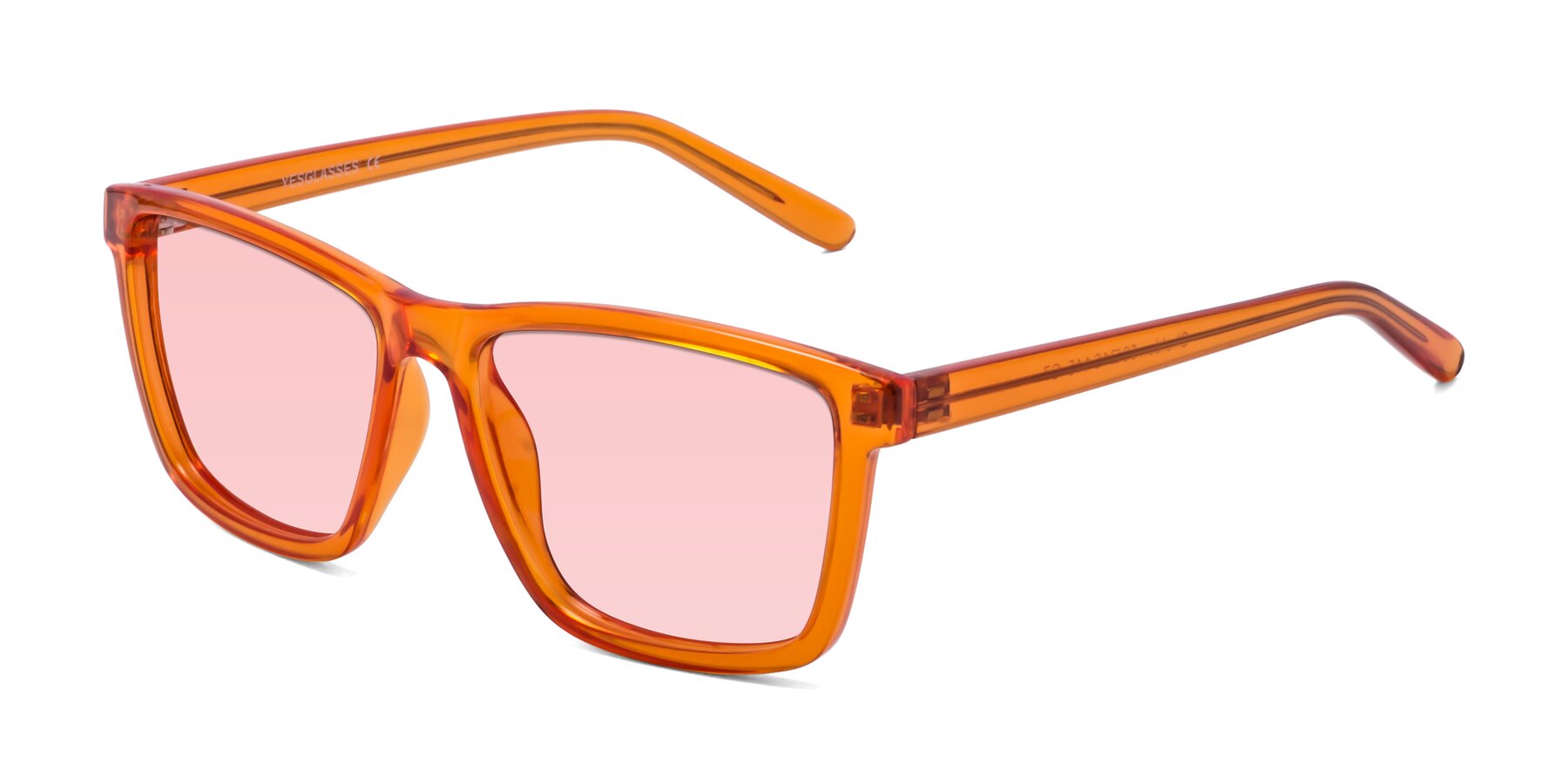 Angle of Sheldon in Orange with Light Garnet Tinted Lenses