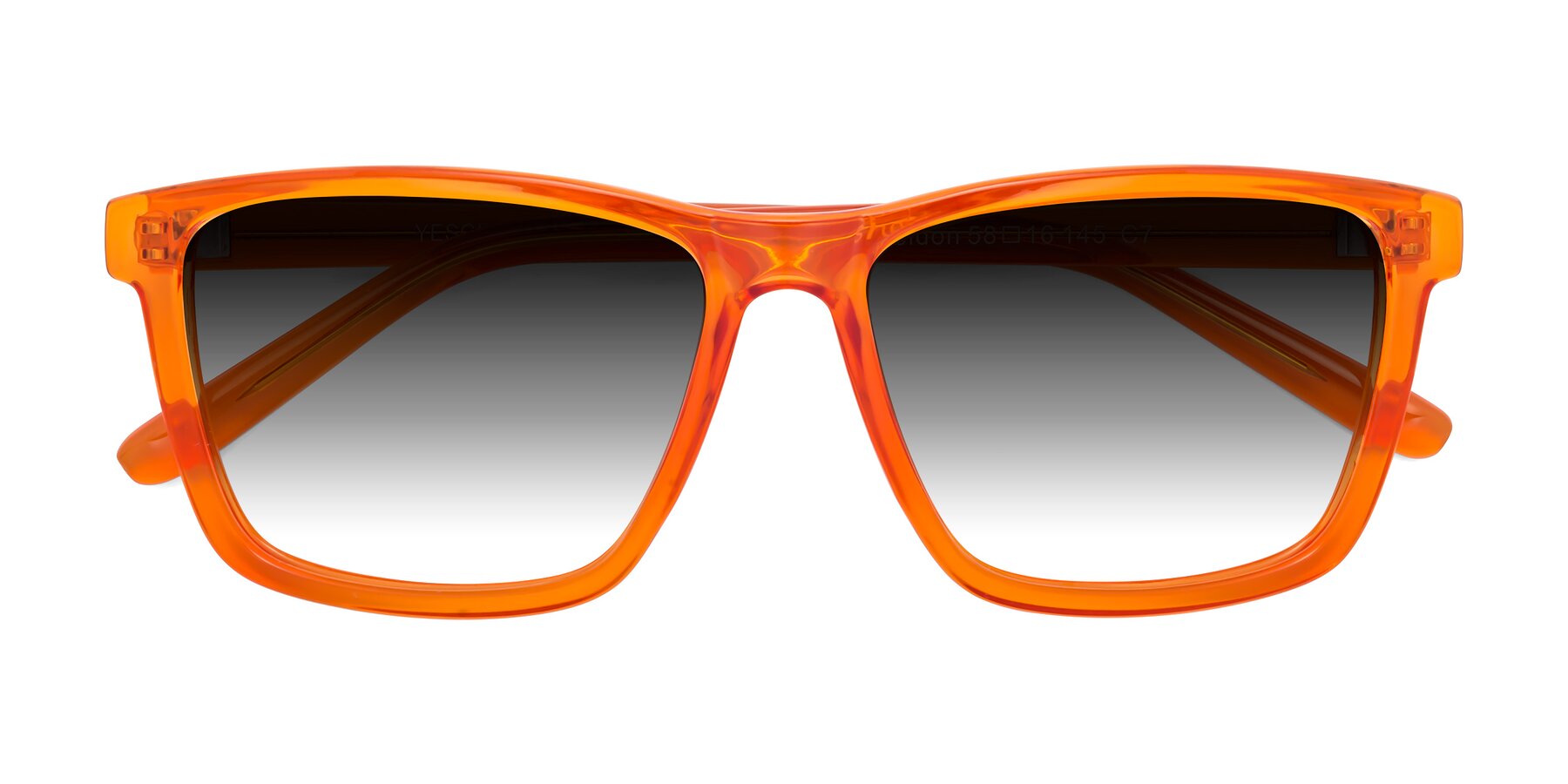 Folded Front of Sheldon in Orange with Gray Gradient Lenses