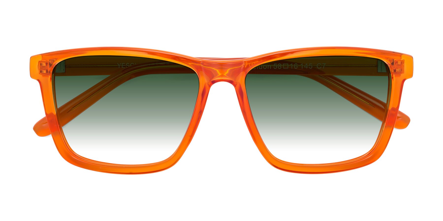Folded Front of Sheldon in Orange with Green Gradient Lenses