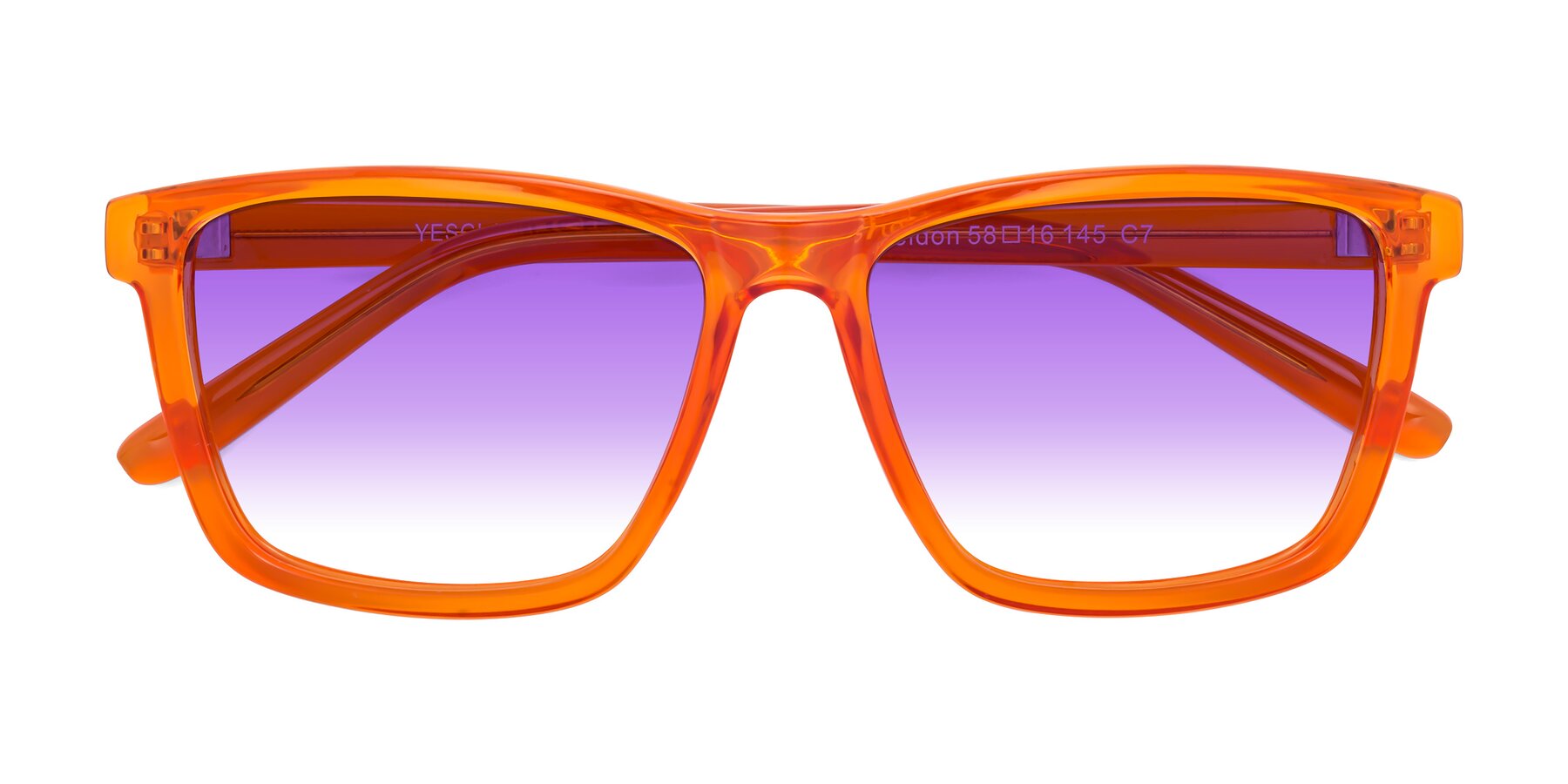 Folded Front of Sheldon in Orange with Purple Gradient Lenses