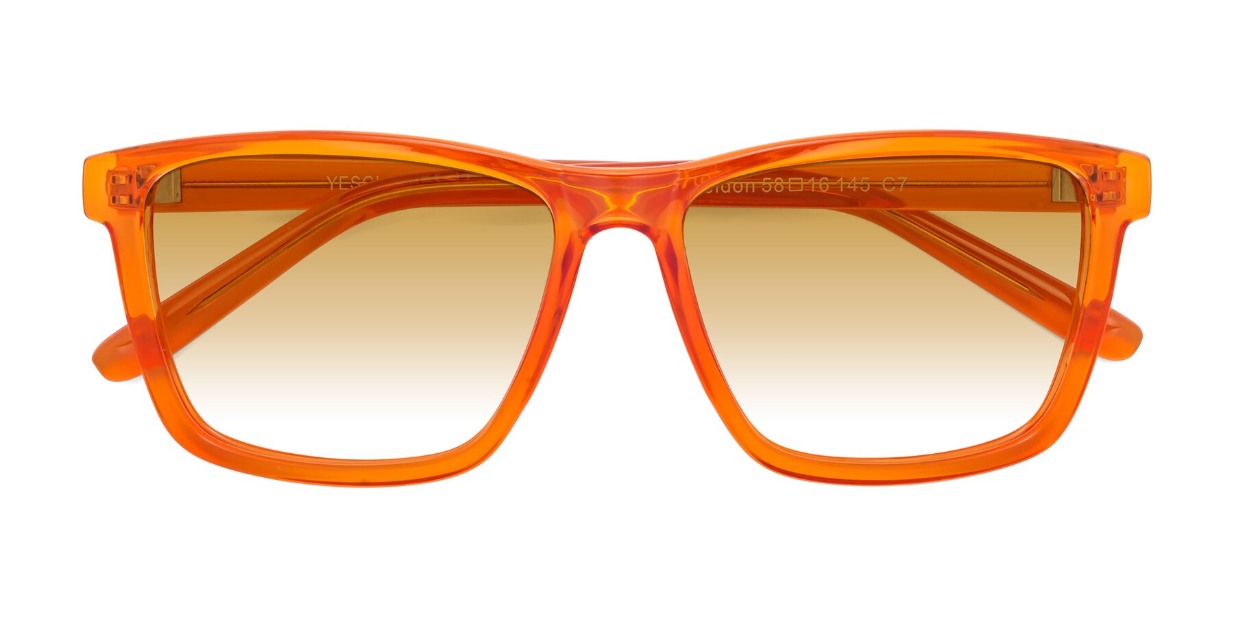 Folded Front of Sheldon in Orange with Champagne Gradient Lenses