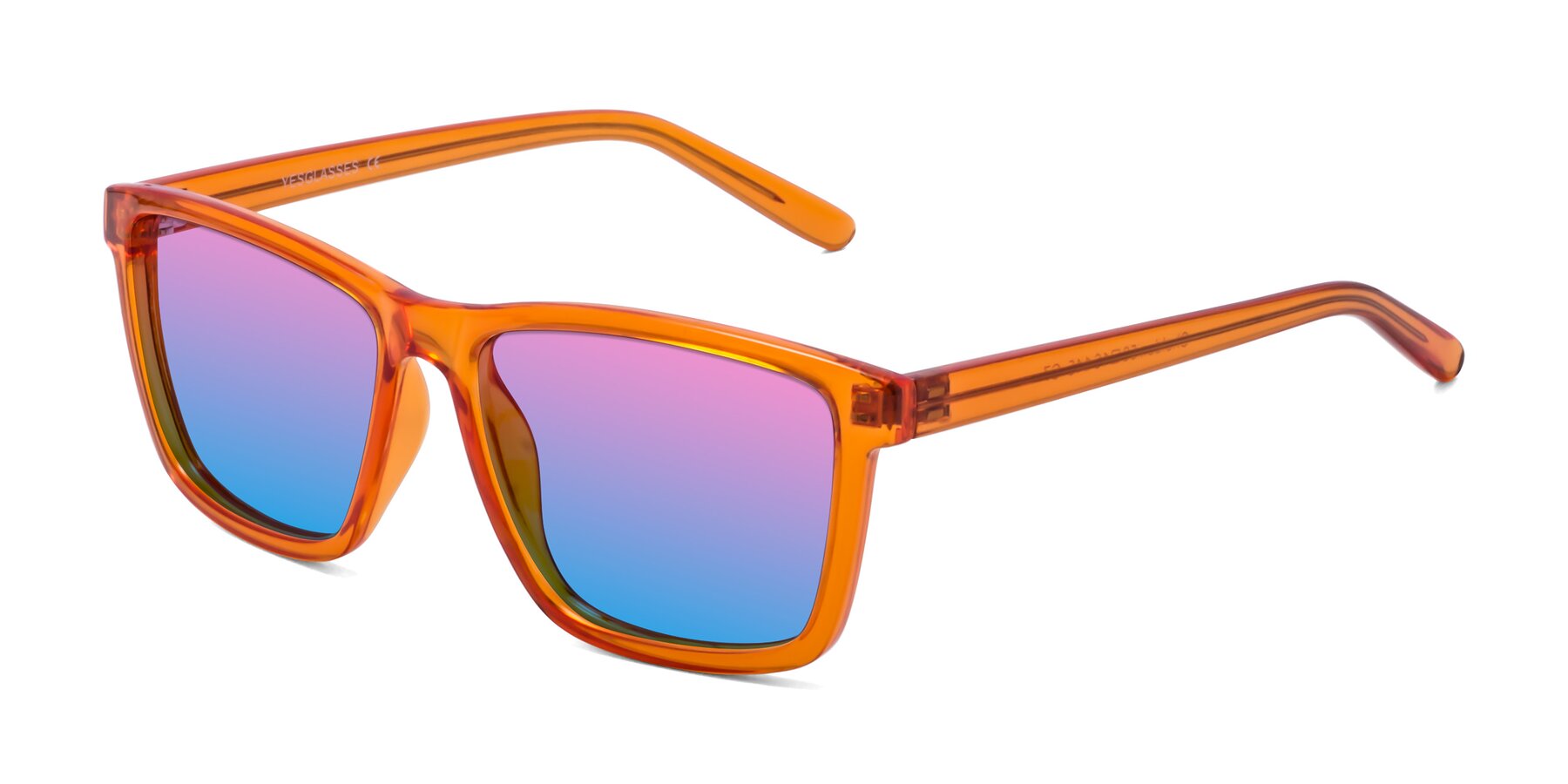 Angle of Sheldon in Orange with Pink / Blue Gradient Lenses