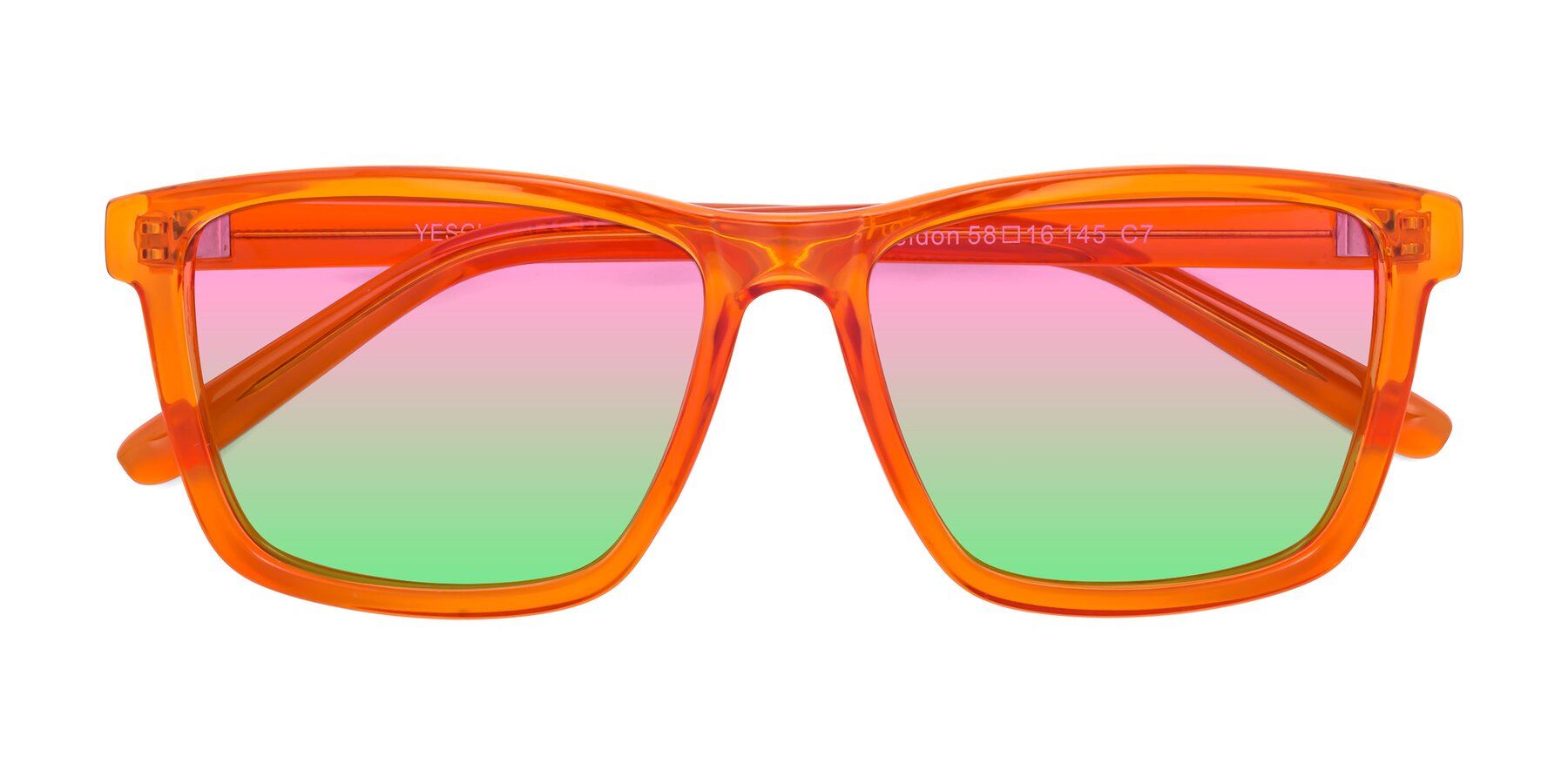 Folded Front of Sheldon in Orange with Pink / Green Gradient Lenses