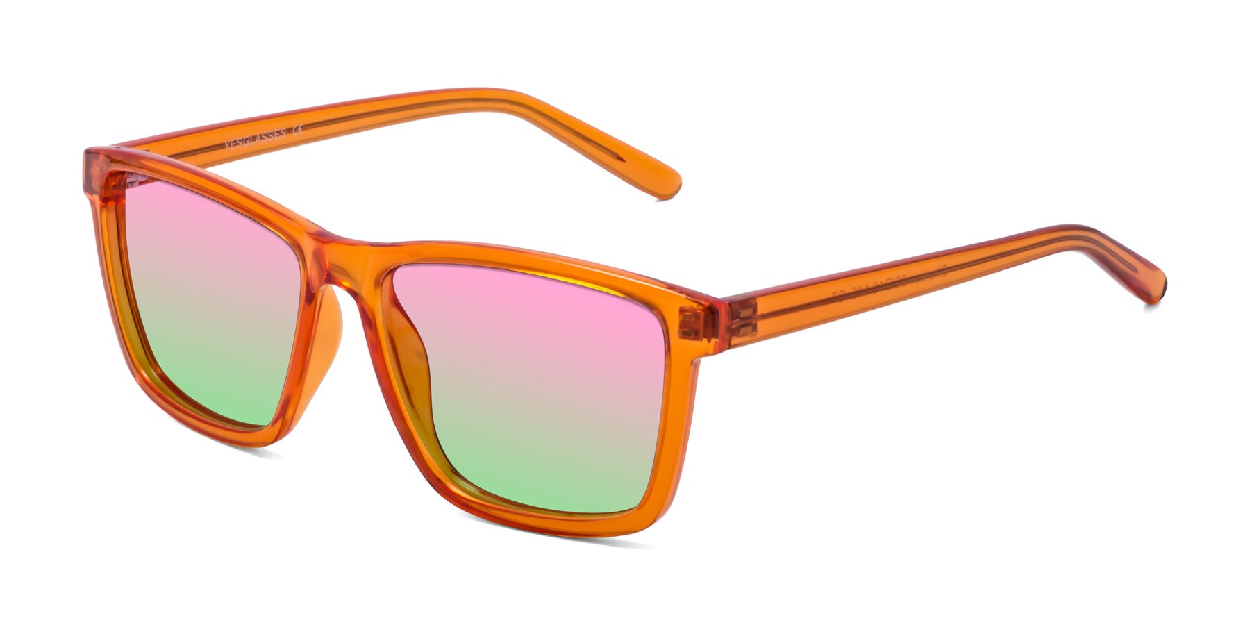 Angle of Sheldon in Orange with Pink / Green Gradient Lenses