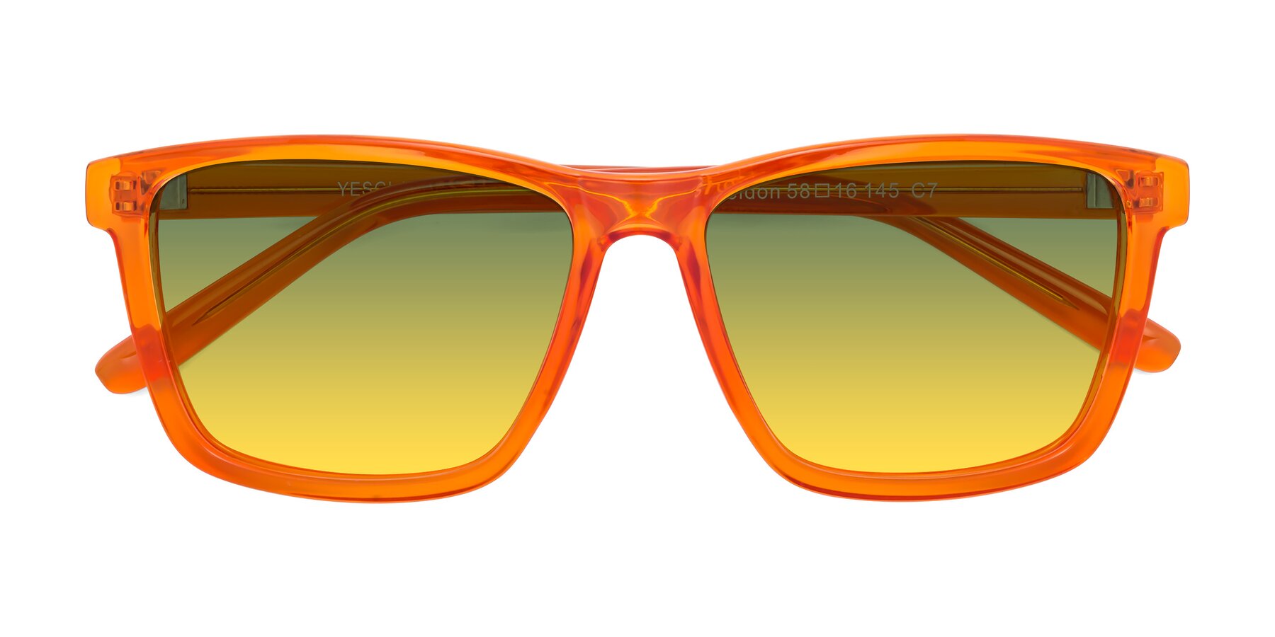 Folded Front of Sheldon in Orange with Green / Yellow Gradient Lenses