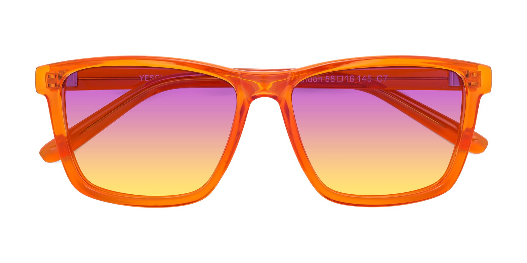 Folded Front of Sheldon in Orange with Purple / Yellow Gradient Lenses