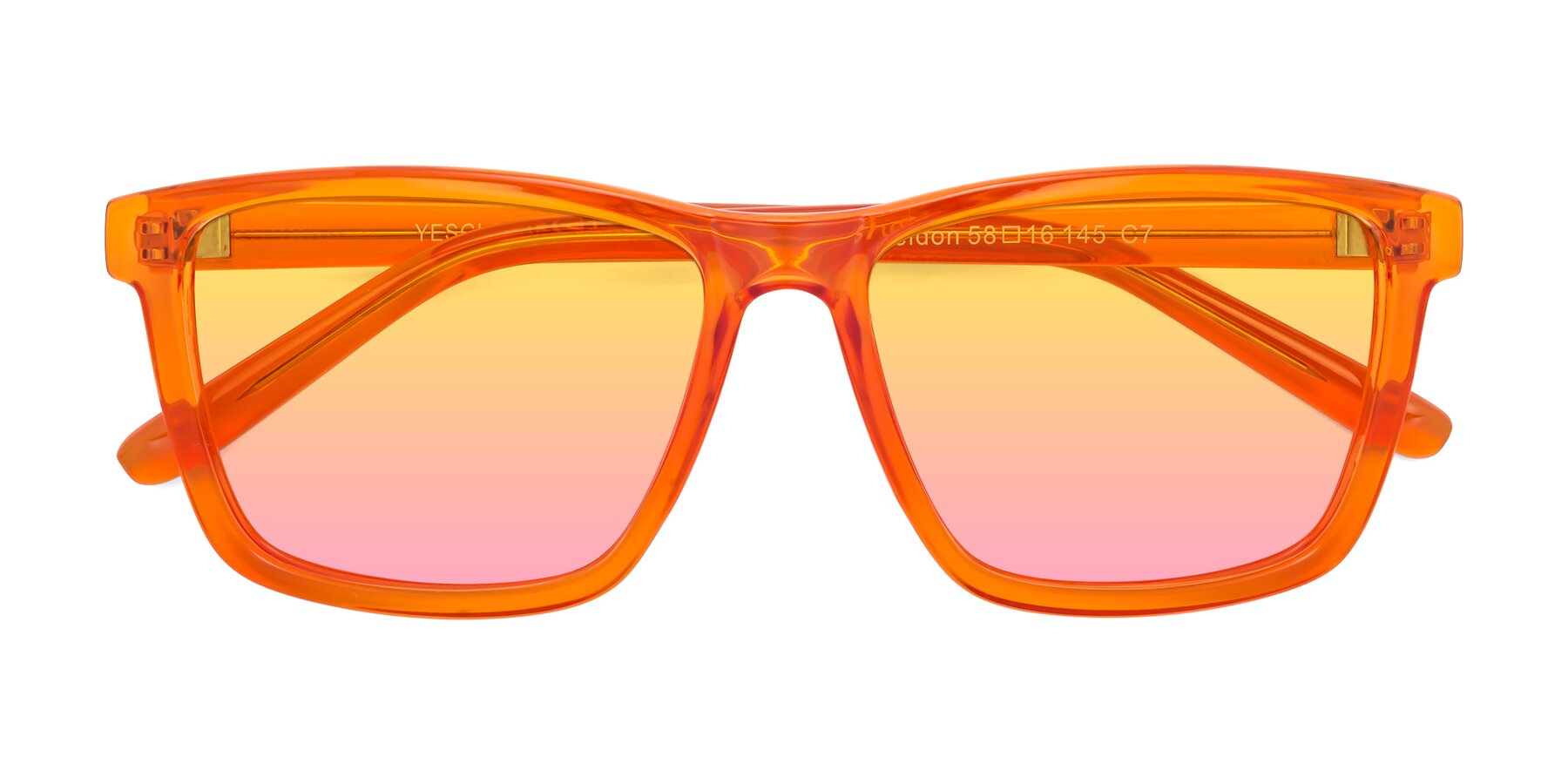 Folded Front of Sheldon in Orange with Yellow / Pink Gradient Lenses