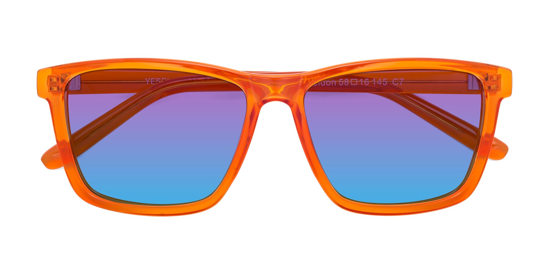 Folded Front of Sheldon in Orange with Purple / Blue Gradient Lenses