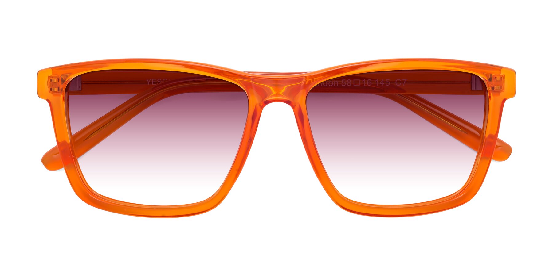 Folded Front of Sheldon in Orange with Wine Gradient Lenses