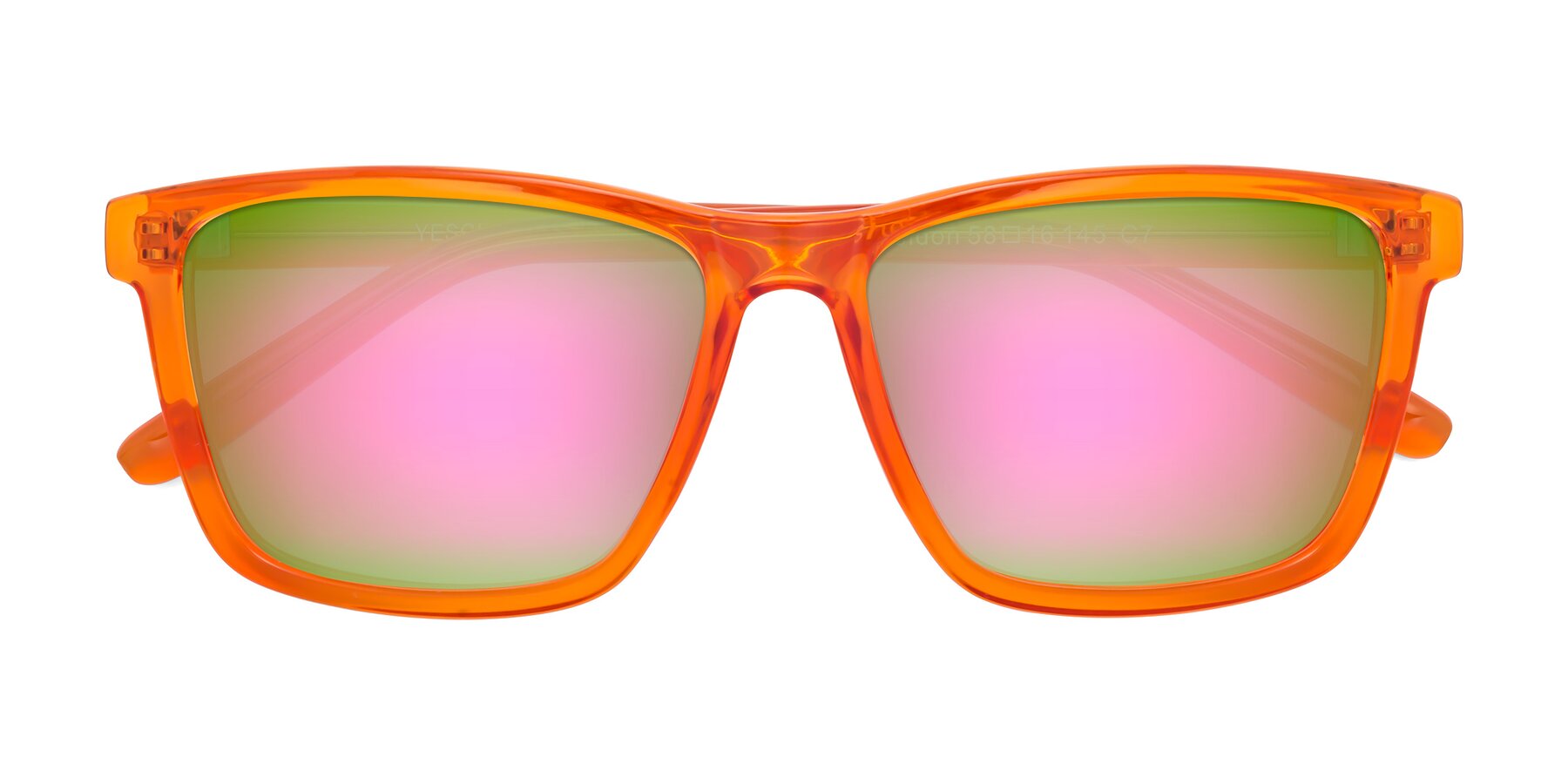 Folded Front of Sheldon in Orange with Pink Mirrored Lenses
