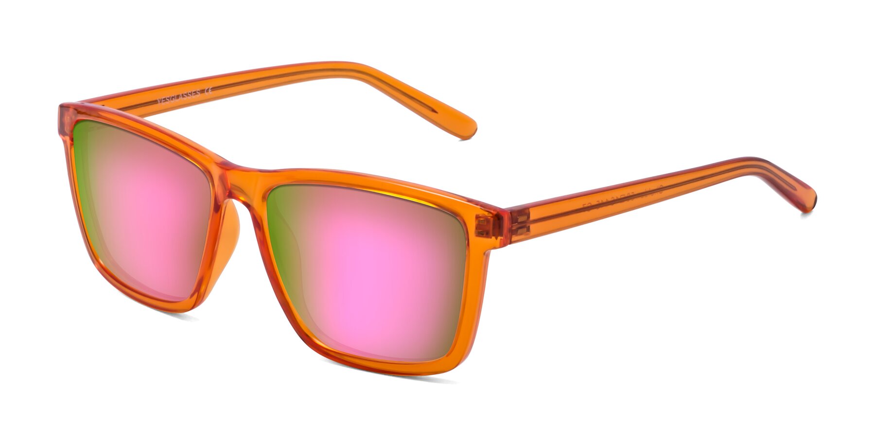 Angle of Sheldon in Orange with Pink Mirrored Lenses