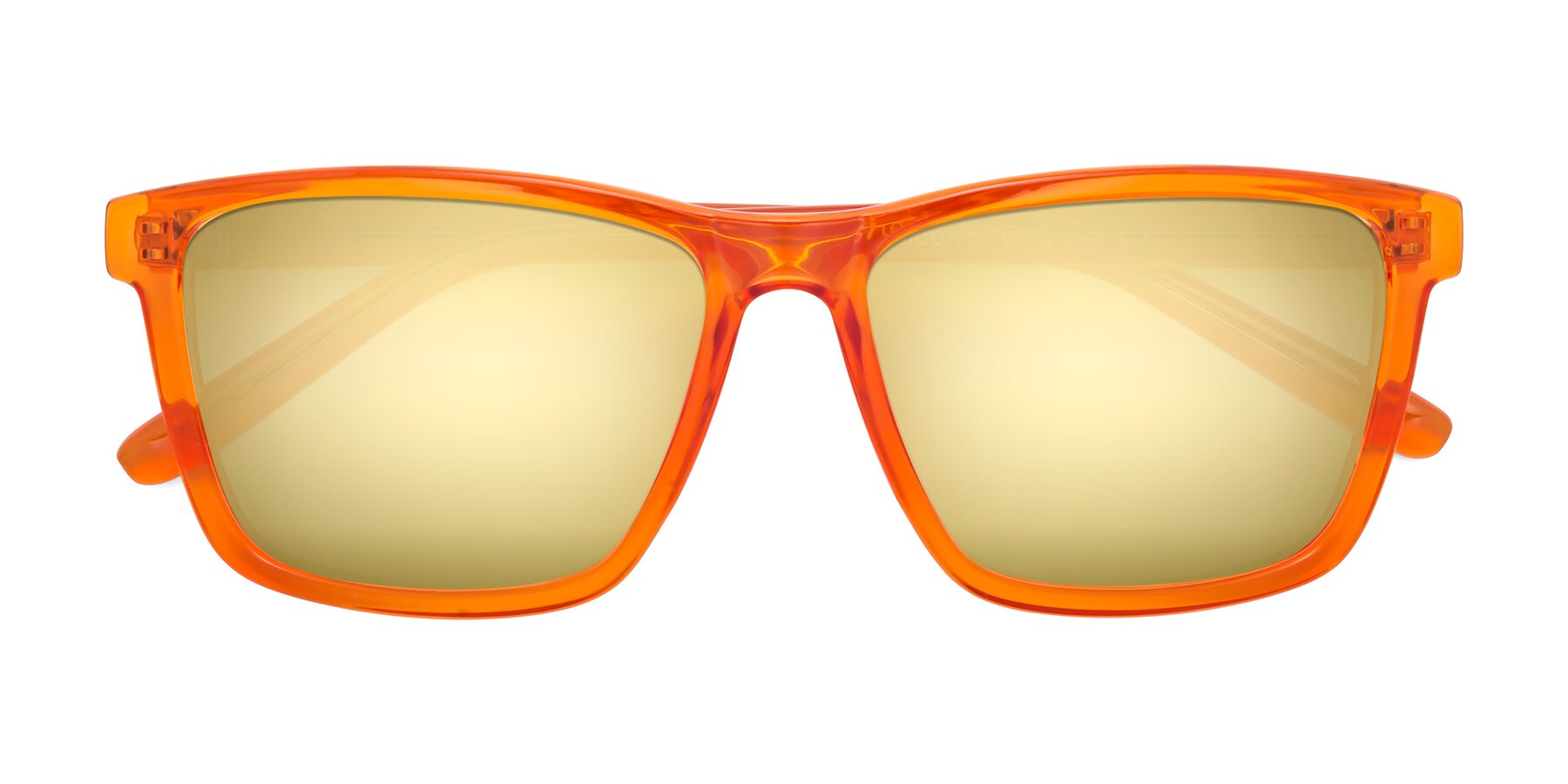 Folded Front of Sheldon in Orange with Gold Mirrored Lenses