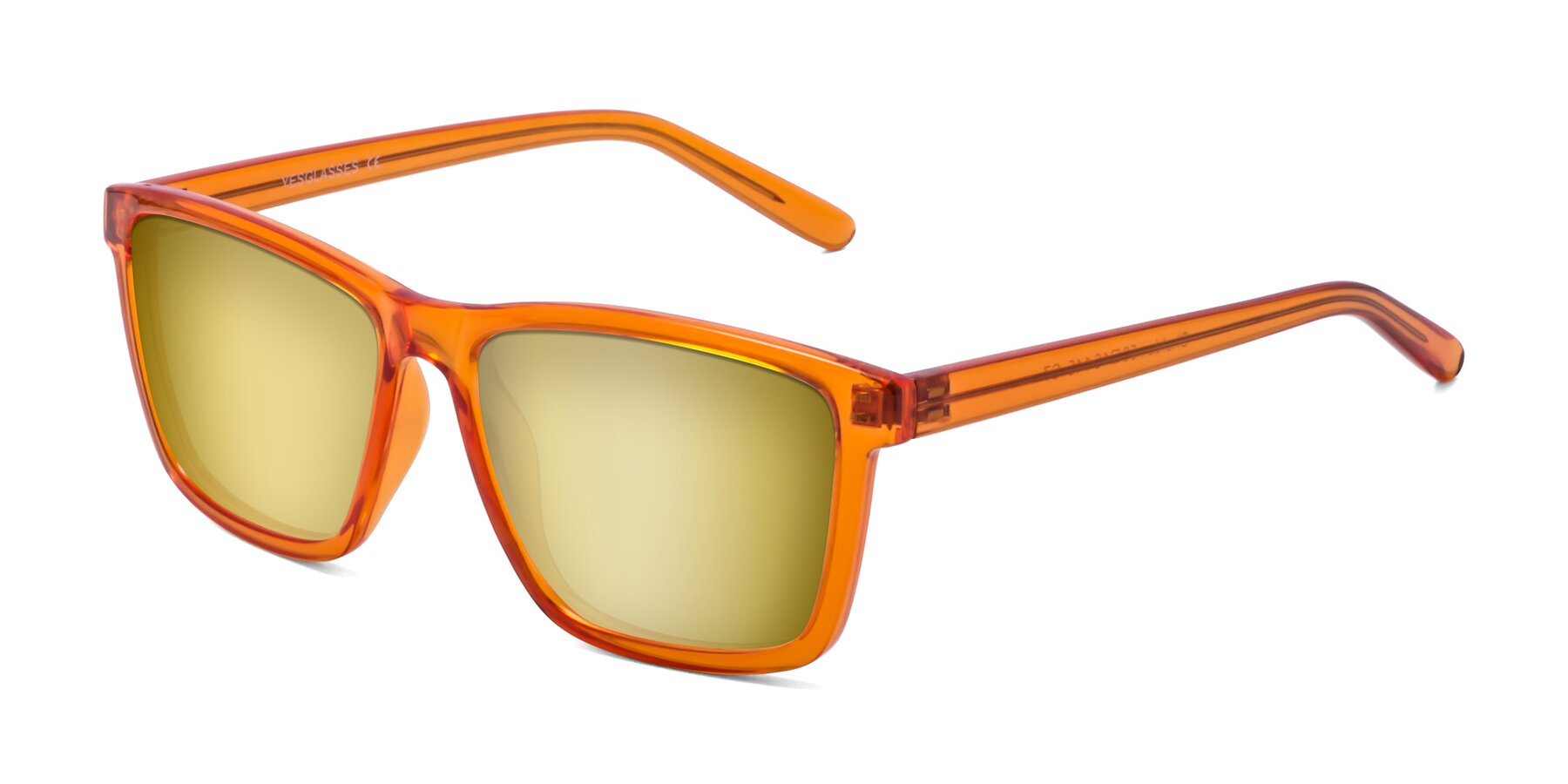 Angle of Sheldon in Orange with Gold Mirrored Lenses