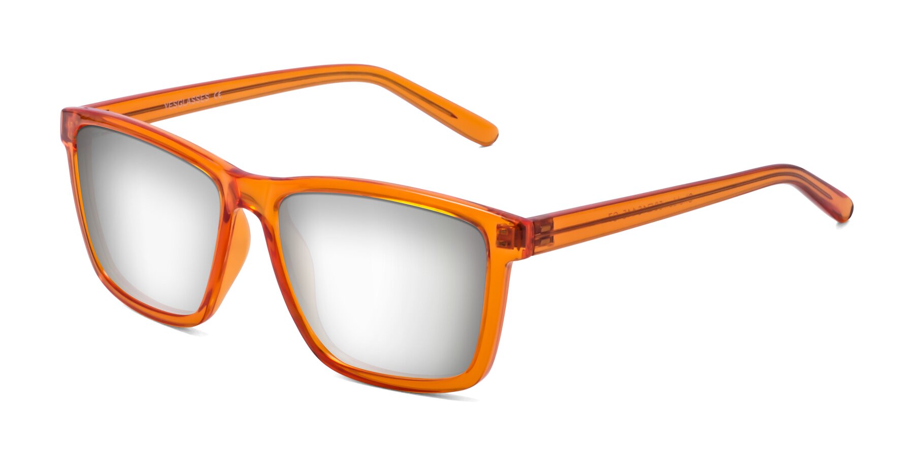 Angle of Sheldon in Orange with Silver Mirrored Lenses