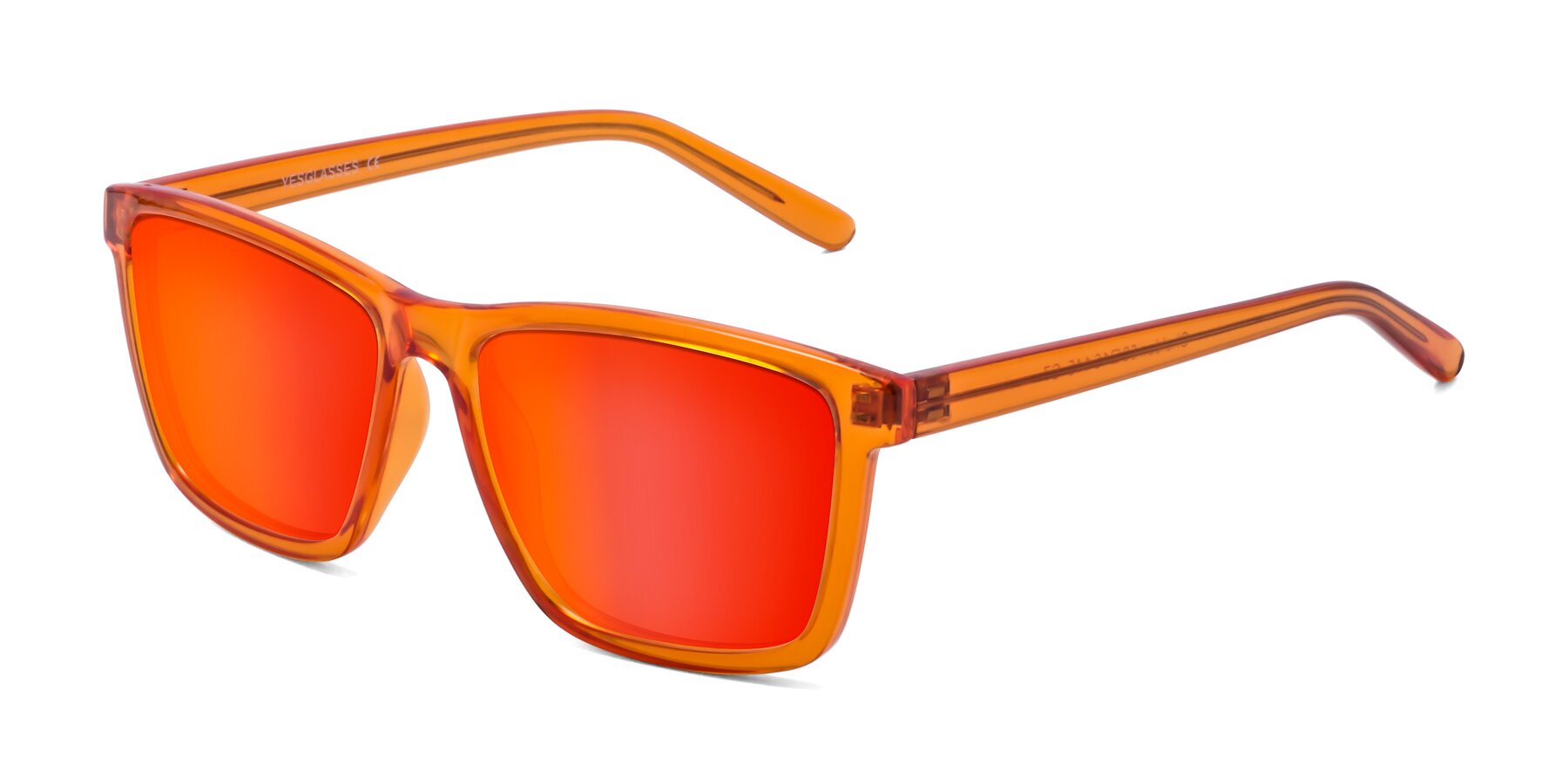Angle of Sheldon in Orange with Red Gold Mirrored Lenses