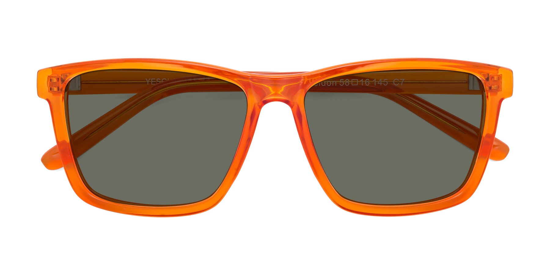 Folded Front of Sheldon in Orange with Gray Polarized Lenses