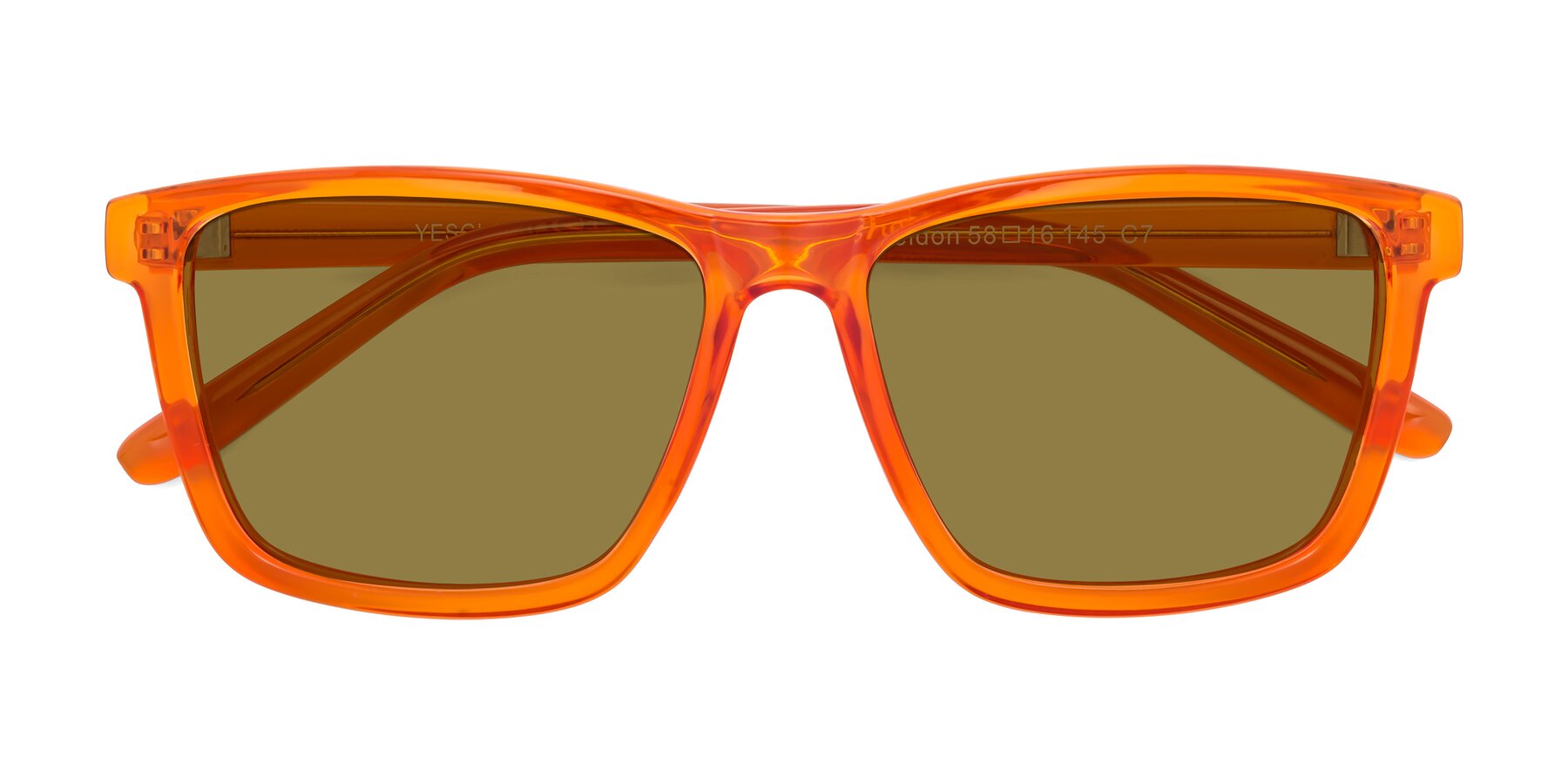 Folded Front of Sheldon in Orange with Brown Polarized Lenses