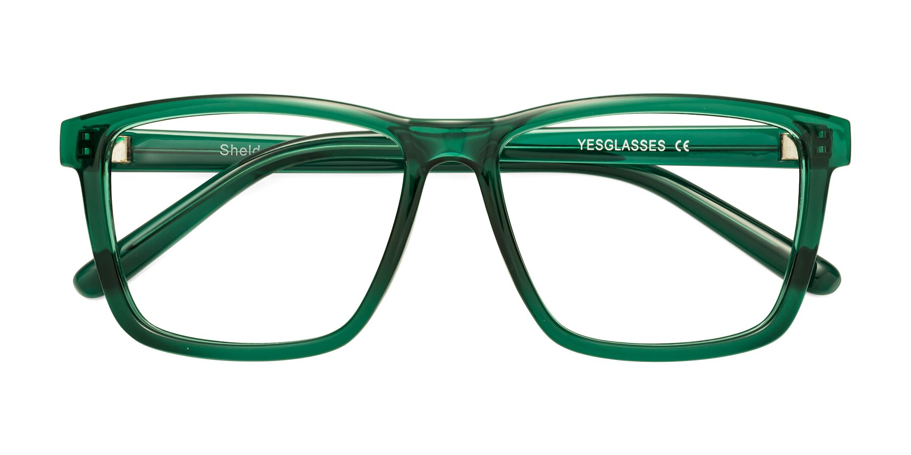 Folded Front of Sheldon in Green with Clear Blue Light Blocking Lenses
